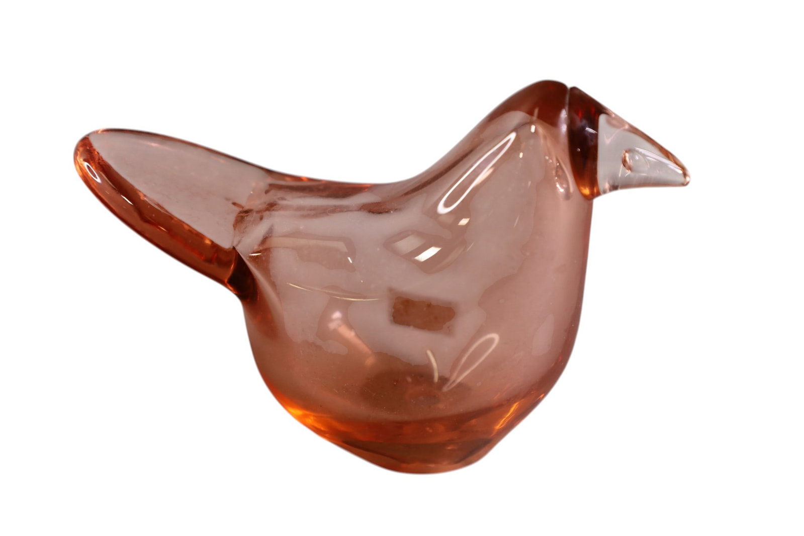 TOIKKA ART GLASS BIRD: SMALL ART GLASS BIRD, FLY CATCHER, OIVA TOIKKA ART GLASS. SIGNED ON BASE. 4" L.