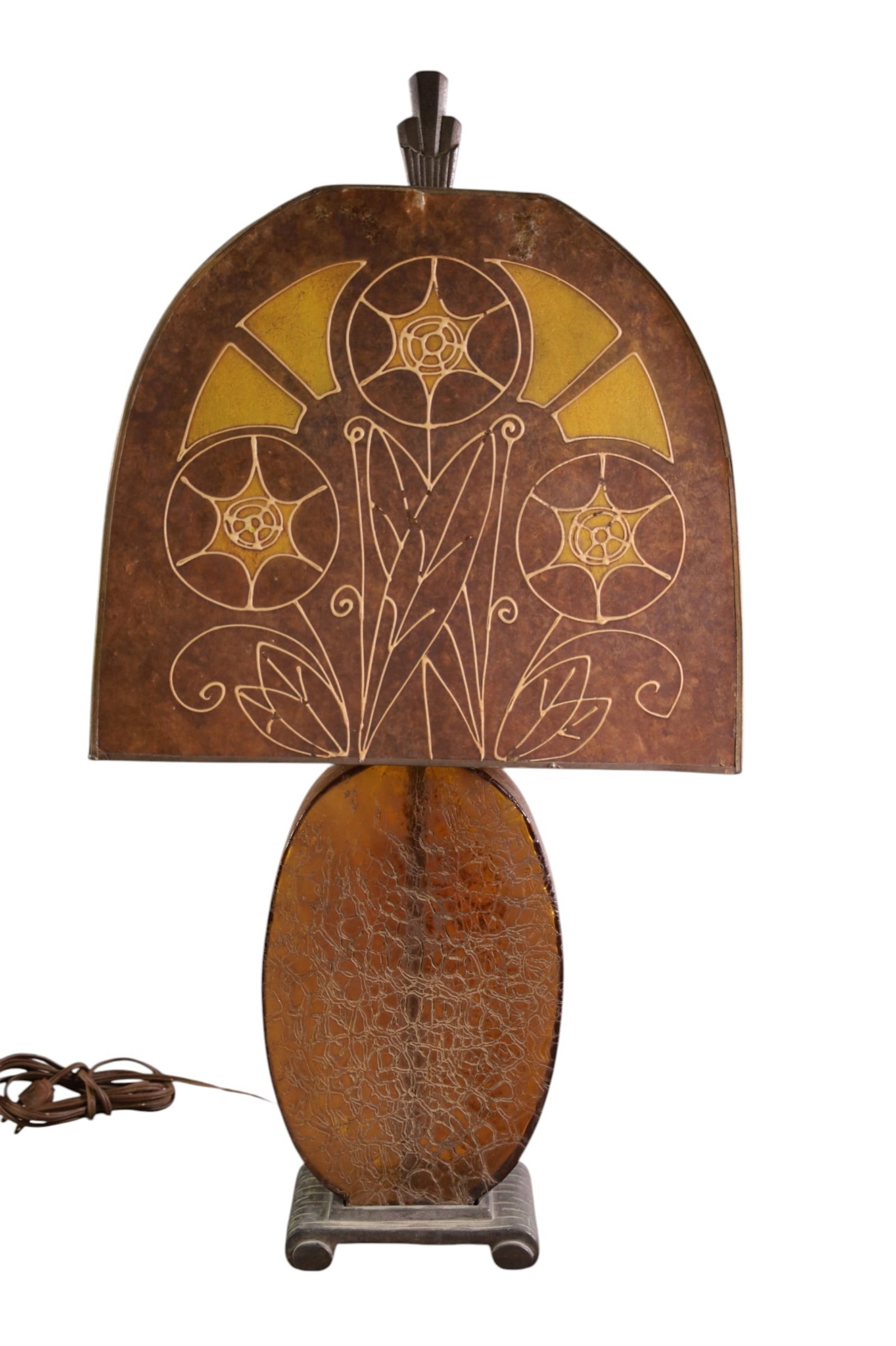 1920'S CRACKLE GLASS TABLE LAMP (1 of 3)