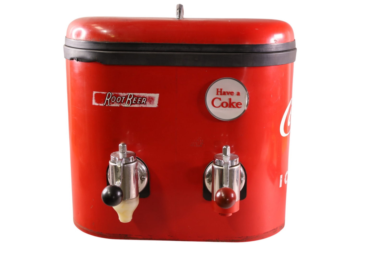 COCA COLA SODA DISPENSER: COCA COLA MULTIPLEX 44 DISPENSER, CIR. 1960s SODA DISPENSER. 18" W x 19" H. THIS ITEM EXCEEDS SIZE LIMITATIONS FOR IN HOUSE SHIPPING, MUST BE PICKED UP IN HOUSE OR SHIPPED VIA 3rd PARTY GROUND