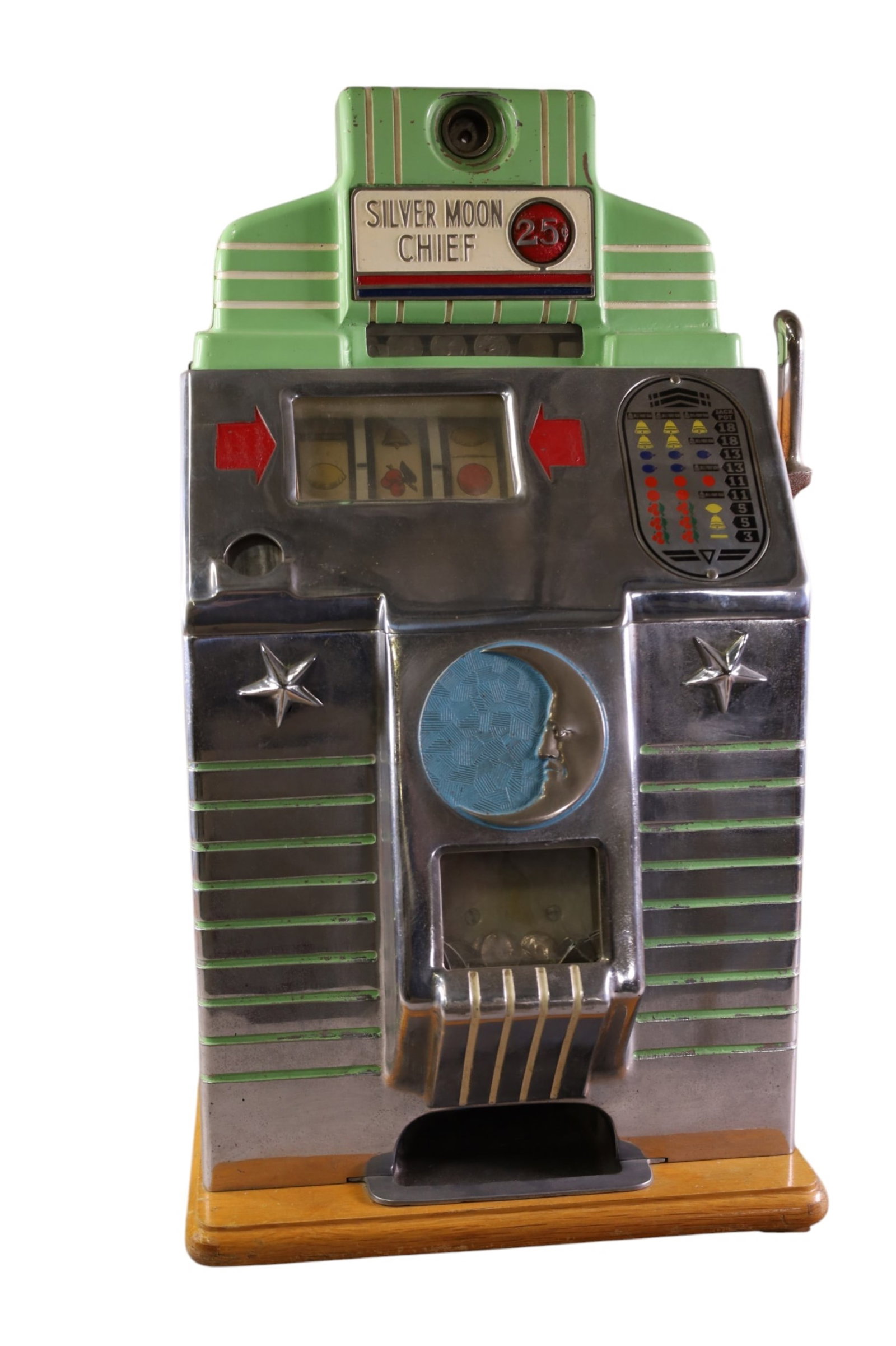 25 CENT SILVER MOON CHIEF SLOT MACHINE (1 of 6)