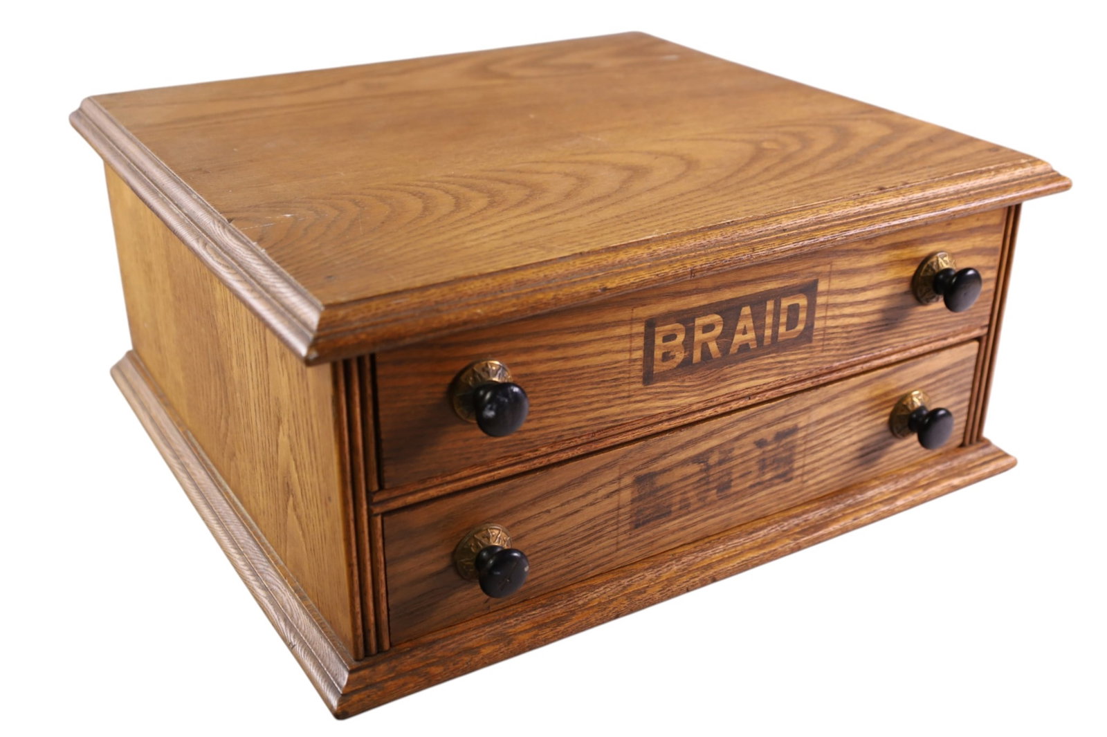 GENERAL STORE SPOOL CABINET: GENERAL STORE 2 DRAWER SPOOL CABINET. 17" x 15" x 7 1/2" H. THIS ITEM EXCEEDS SIZE LIMITATIONS FOR IN HOUSE SHIPPING, MUST BE PICKED UP IN HOUSE OR SHIPPED VIA 3rd PARTY GROUND SHIPPER.