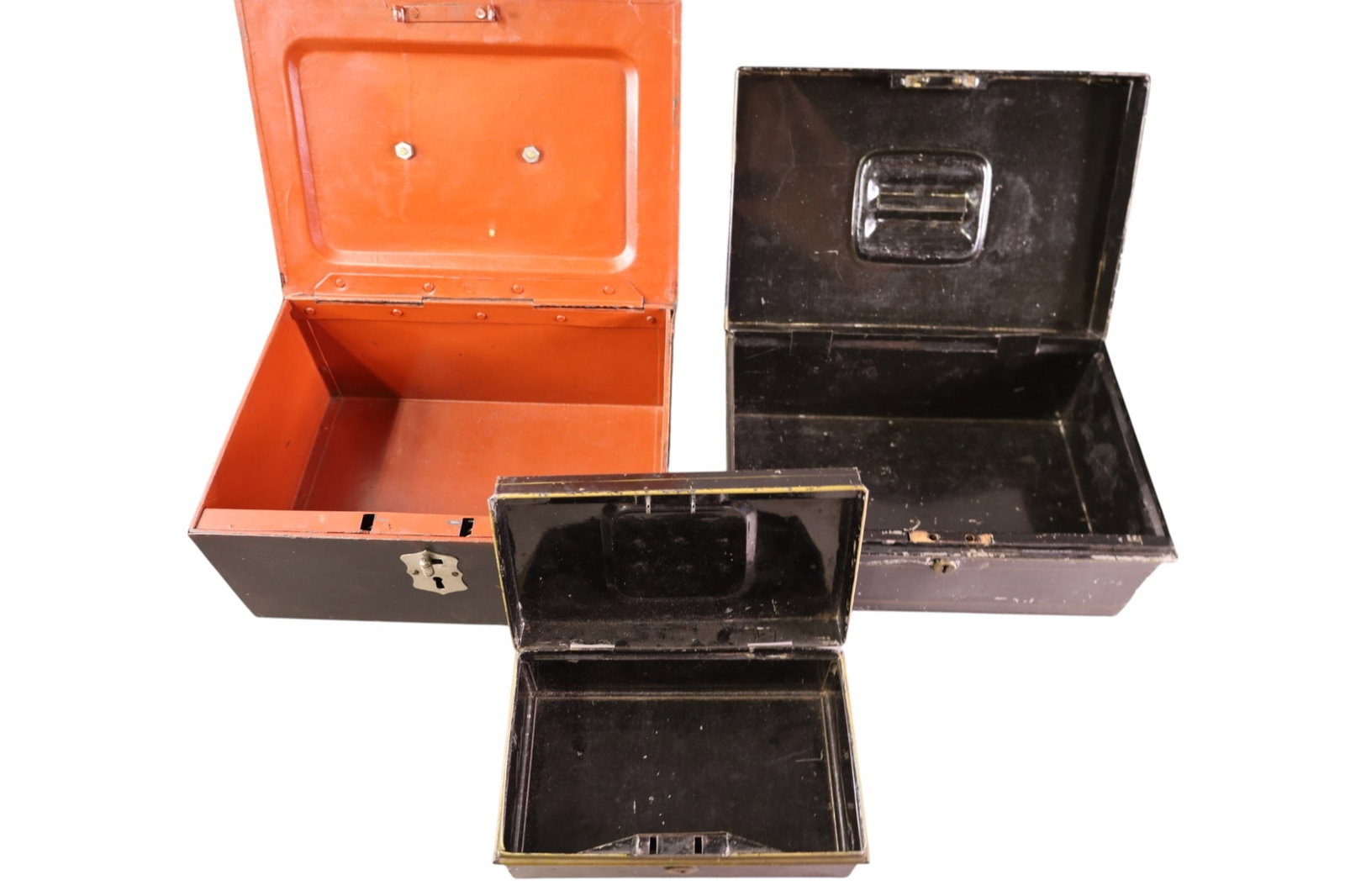 3 ANTIQUE LOCK OR CASH BOXES - 2