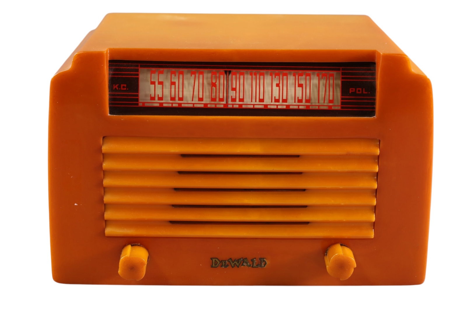 DEWALD CATALIN RADIO: ART DECO DEWALD A-502 CATALIN RADIO, STEP TOP RADIO. NEEDS REWIRED. ALL RADIOS ARE SOLD AS IS WE DO NOT GUARANTEE WORKING ORDER. 10" x 6"