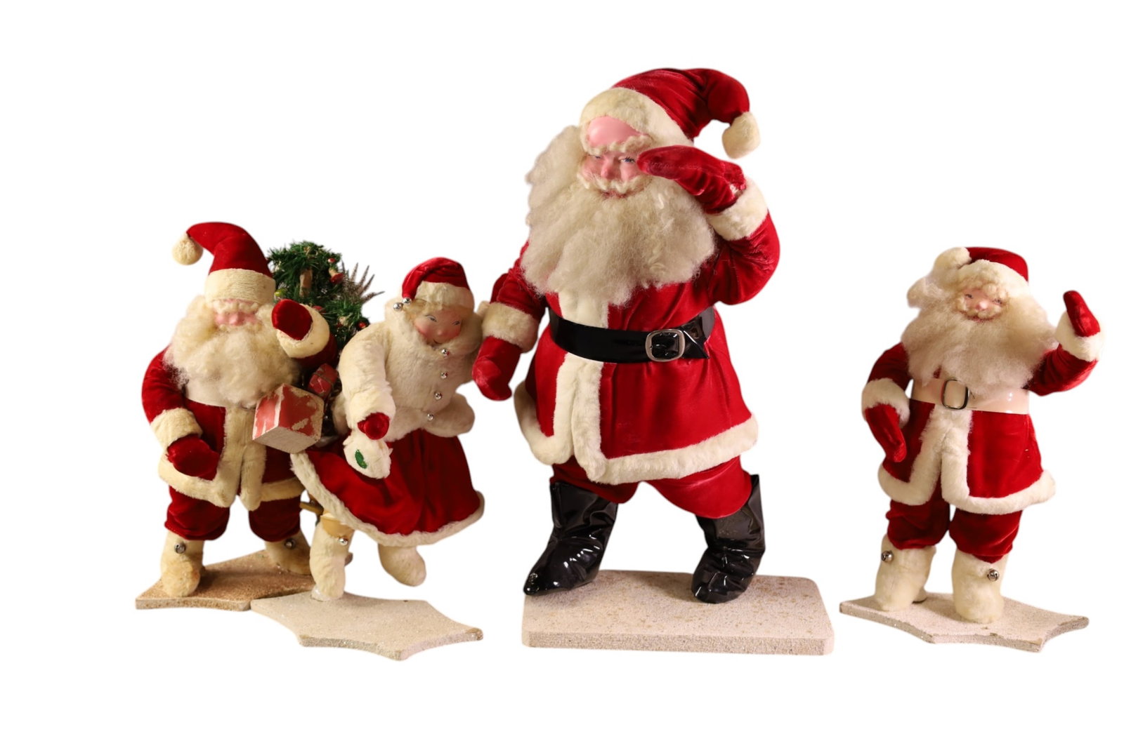 VINTAGE SANTA CLAUS FIGURES: VINTAGE SANTA CLAUS FIGURES, 16" - 23" H. THIS ITEM EXCEEDS SIZE LIMITATIONS FOR IN HOUSE SHIPPING, MUST BE PICKED UP IN HOUSE OR SHIPPED VIA 3rd PARTY GROUND SHIPPER.