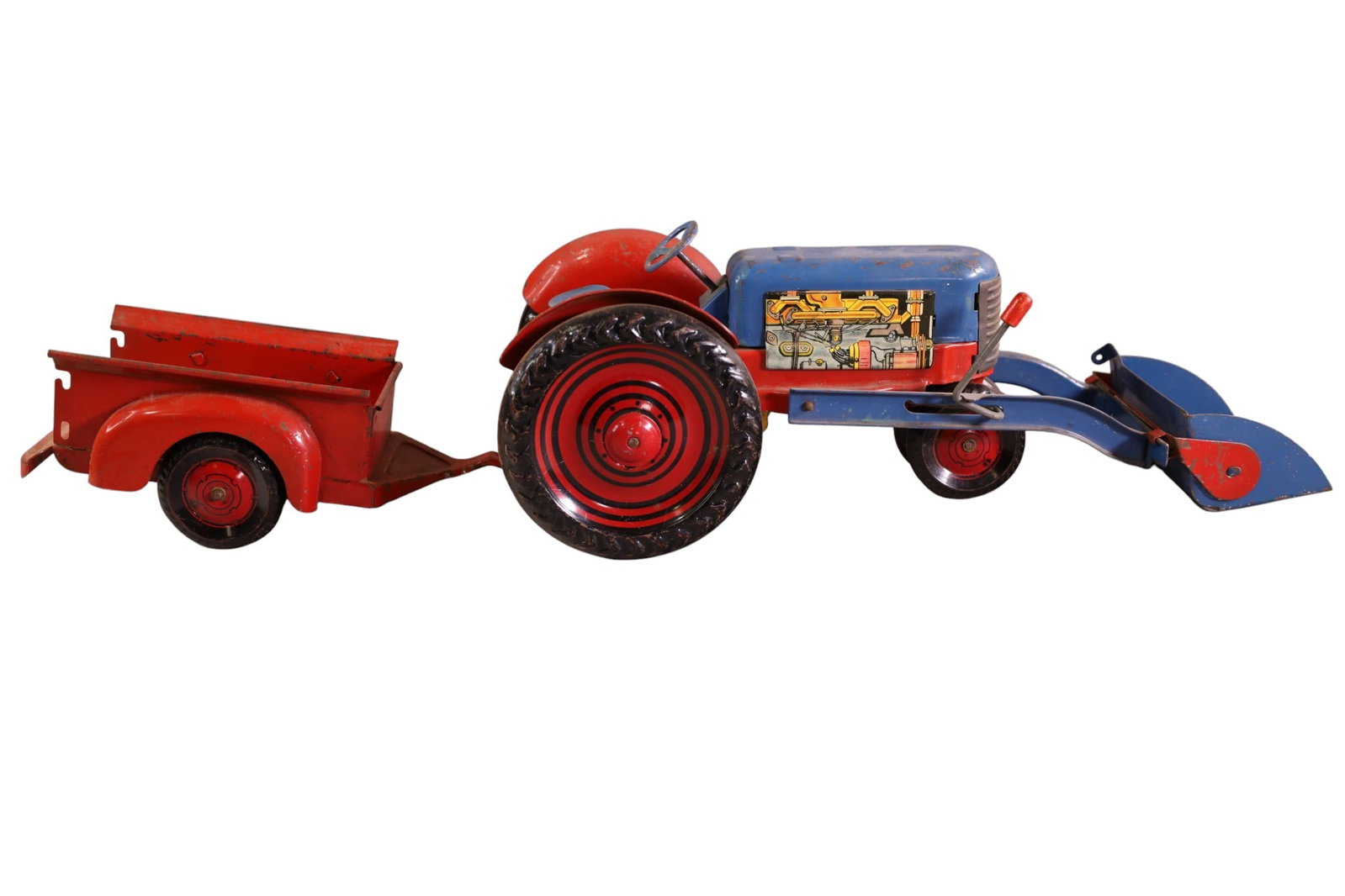 MARX PRESSED STEEL TRACTOR SET - 2