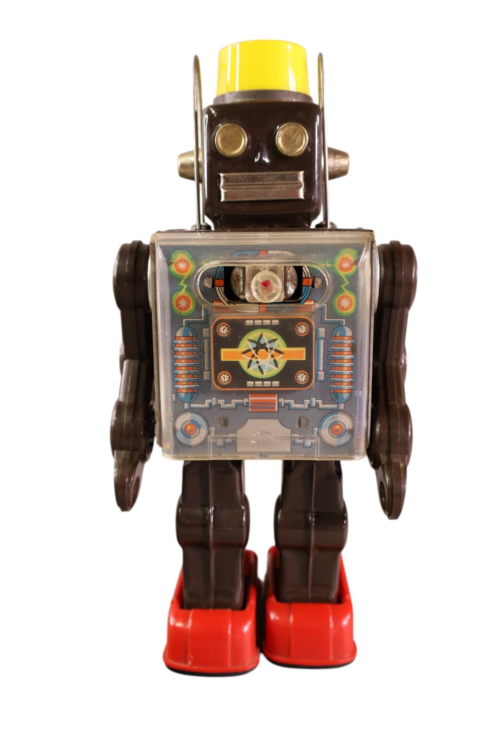 JAPANESE BATTERY OP ROBOT: JAPANESE HORKAWA FIGHTING ROBOT, 12" H.