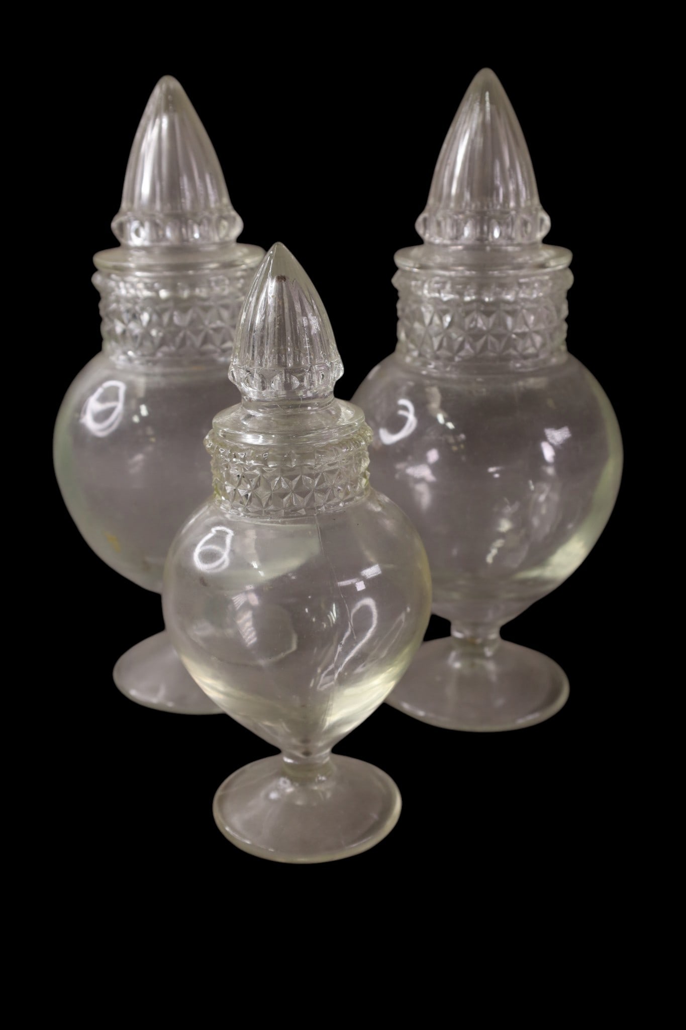 6 GLASS CANDY JARS - 3