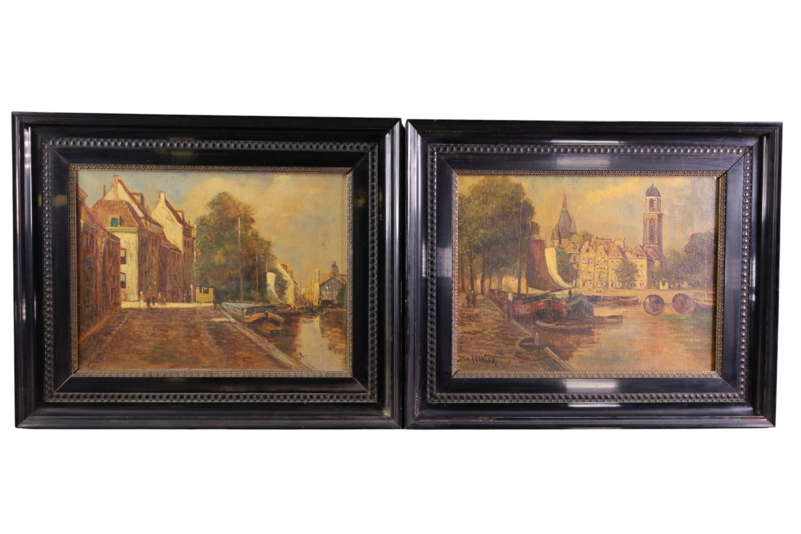 2 EUROPEAN OIL PAINTINGS: J.M. KESSLER EUROPEAN OIL PAINTINGS, 21" x 18"