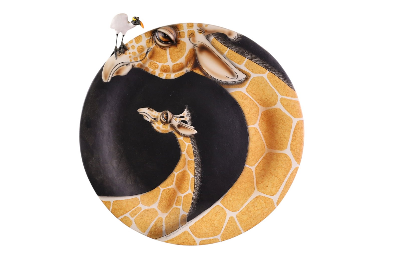 TODD WARNER CHARGER: LARGE TODD WARNER CERAMIC CHARGER SCULPTURE. 20 1/2" DIAM.