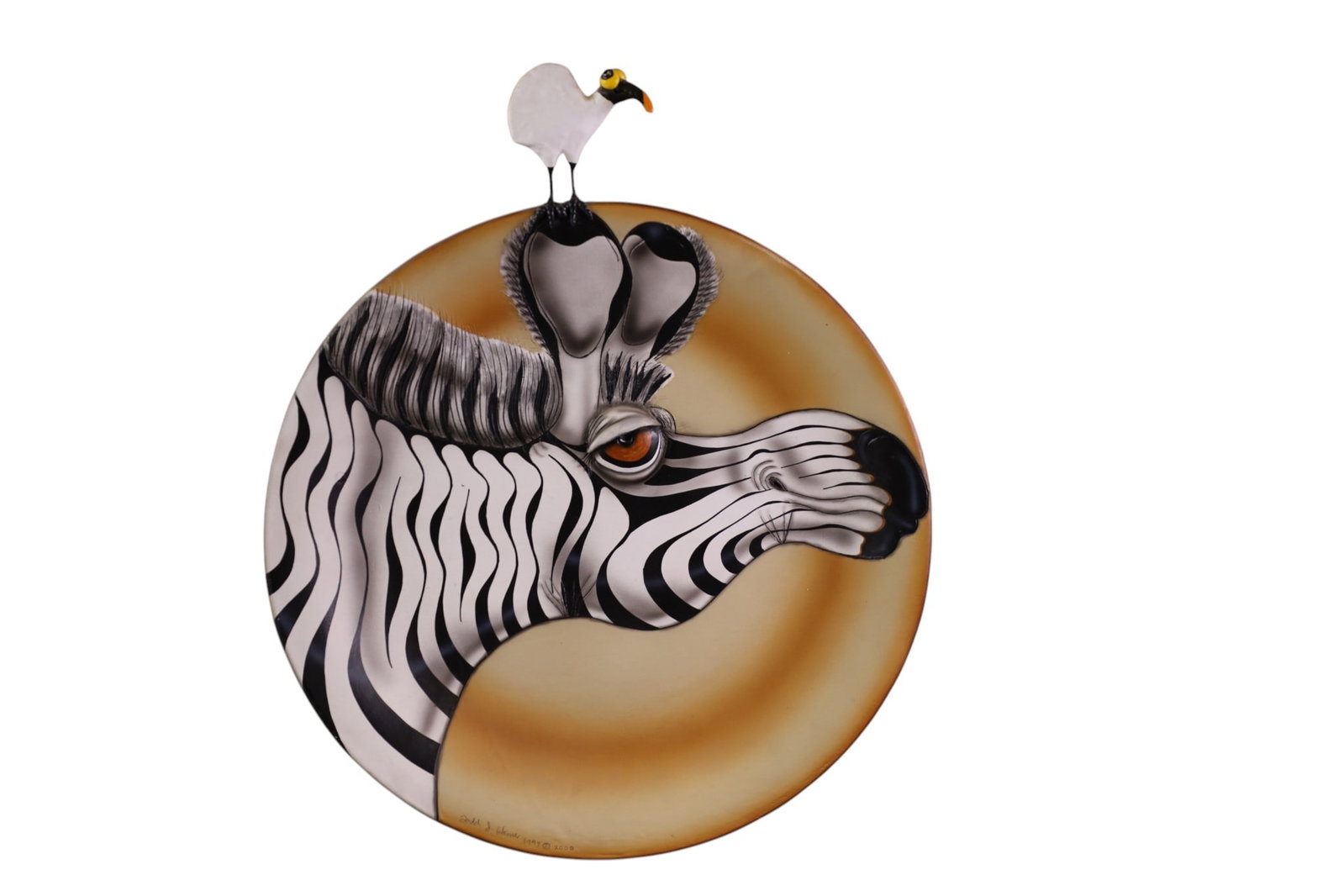 TODD WARNER CHARGER: LARGE TODD WARNER CERAMIC CHARGER SCULPTURE, 18" DIAM