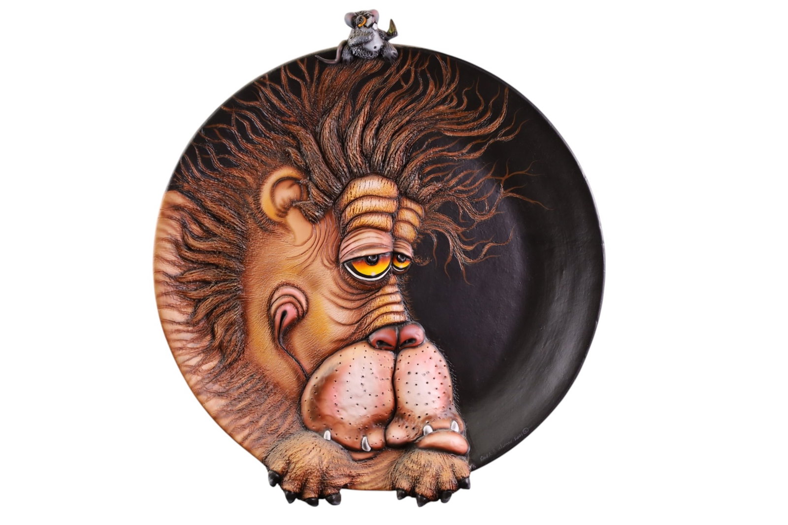 TODD WARNER CHARGER: LARGE TODD WARNER CERAMIC CHARGER SCULPTURE, 19 1/2" DIAM.