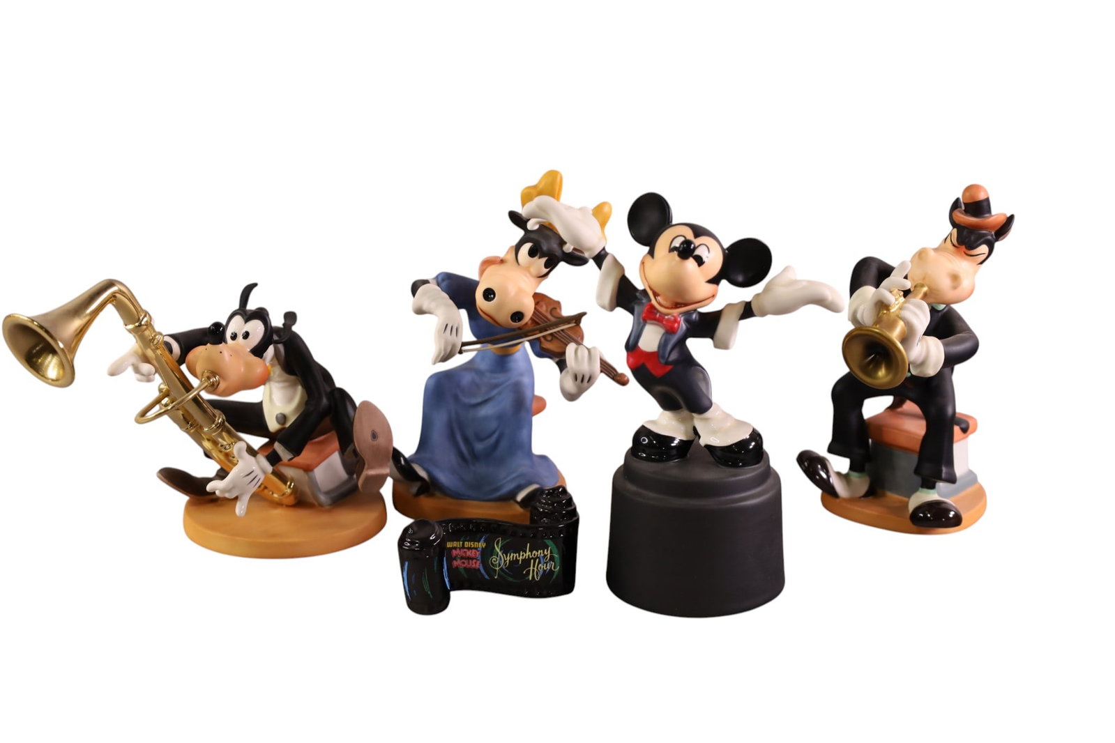 4 WALT DISNEY FIGURES: SYMPHONY HOUR. WALT DISNEY CLASSICS. 4 TO 6-1/2"H. WITH BOXES