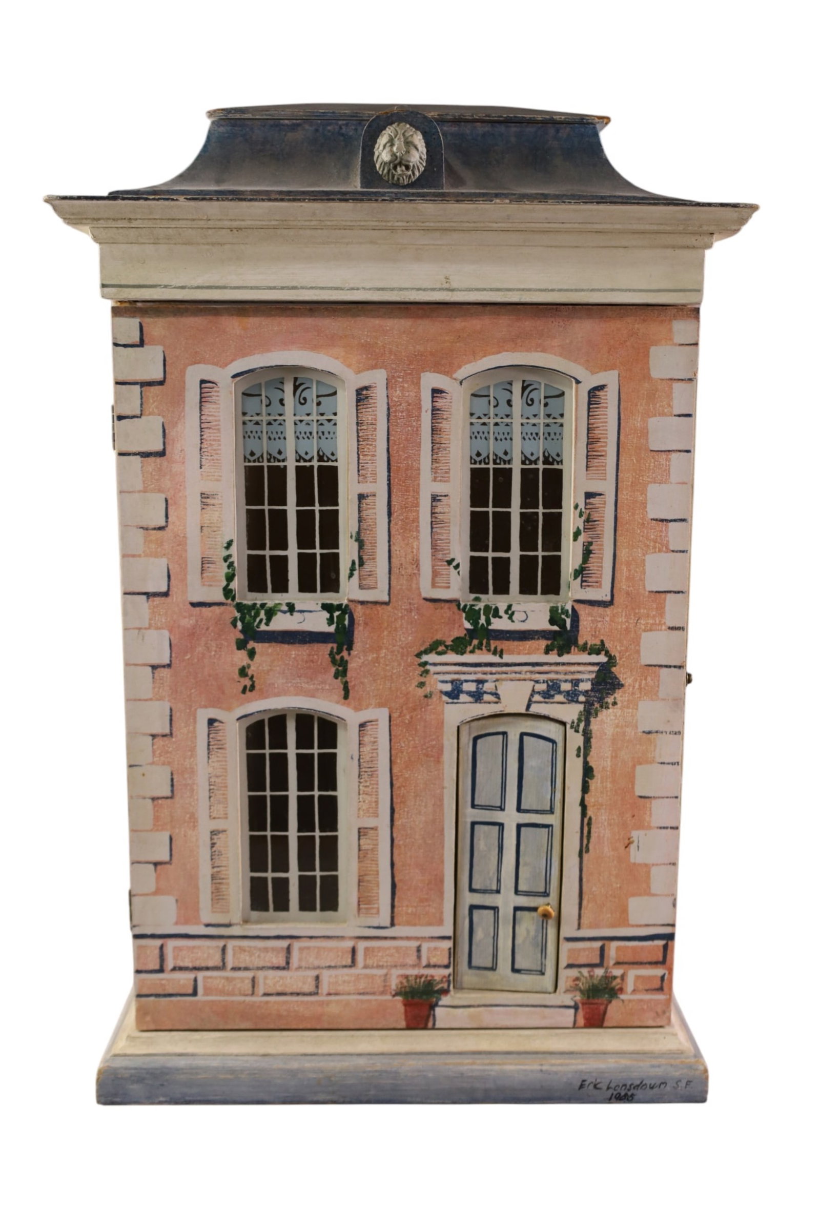 CUSTOM MADE DOLL HOUSE: SIGNED ERIC LANSDOWN, CUSTOM MADE PAINTED FINISH DOLL HOUSE. 24" H.