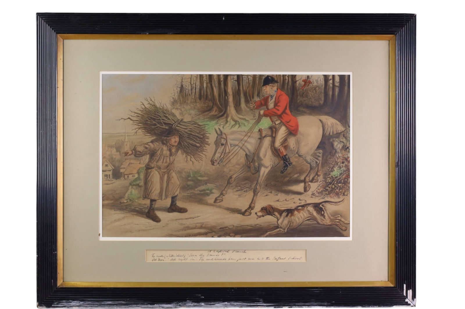 COLORED ENGRAVING: LARGE COLORED ENGRAVING, TITLED CAPITAL FINISH, 37" x 28 1/2" THIS ITEM EXCEEDS SIZE LIMITATIONS FOR IN HOUSE SHIPPING, MUST BE PICKED UP IN HOUSE OR SHIPPED VIA 3rd PARTY GROUND SHIPPER.