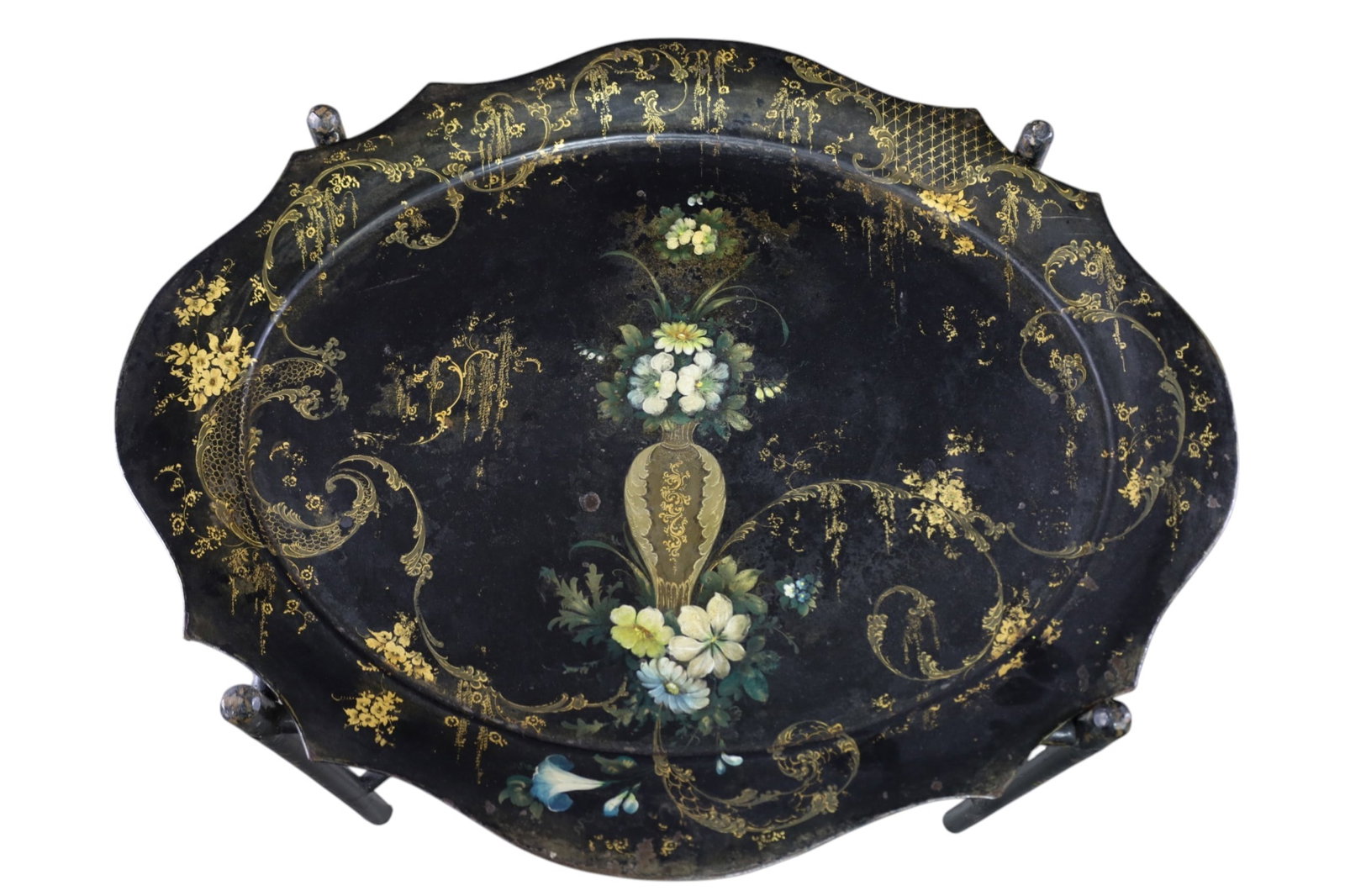 TOLE TRAY ON STAND - 2