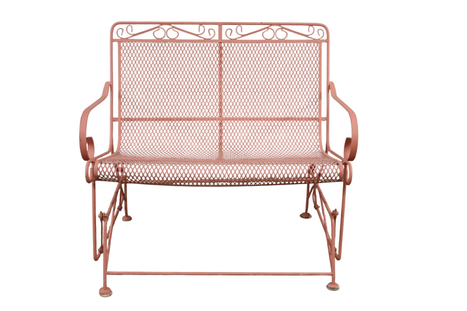 GLIDER ROCKING BENCH: VINTAGE GLIDER ROCKING PATIO BENCH. 41" W x 25" D x 36 1/2" H. THIS ITEM EXCEEDS SIZE LIMITATIONS FOR IN HOUSE SHIPPING, MUST BE PICKED UP IN HOUSE OR SHIPPED VIA 3rd PARTY GROUND SHIPPER.