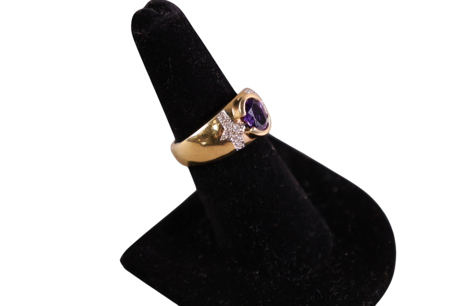14K GOLD, AMETHYST, & DIAMOND RING - 3