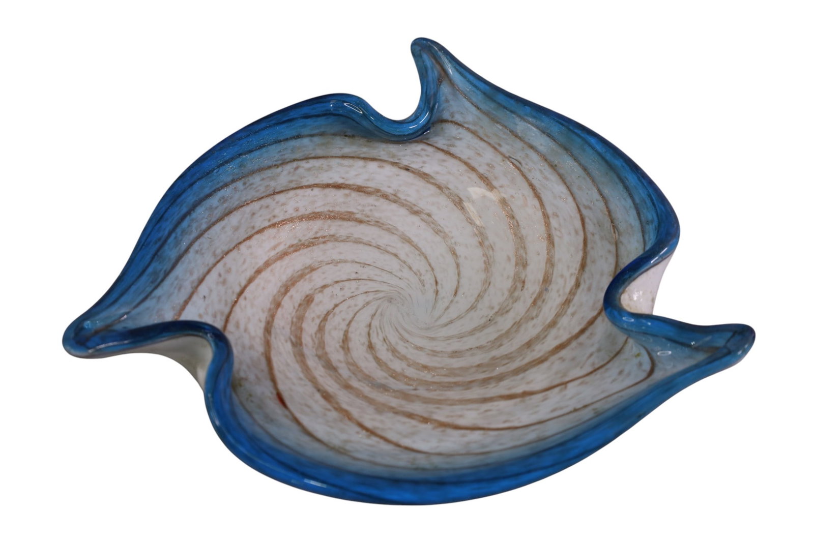 MURANO GLASS BOWL: MURANO ART GLASS LOW BOWL, 10" W.