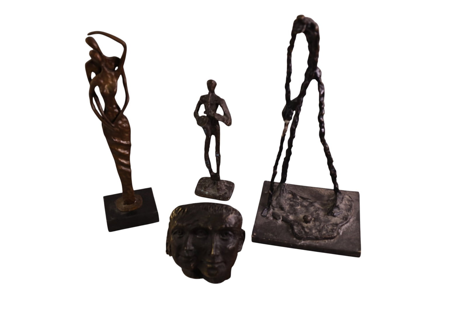GROUPING OF BRUTALIST SCULPTURES: GOLFER, DANCERS, MCM BRUTALIST SCULPTURES. 4" - 13" H.