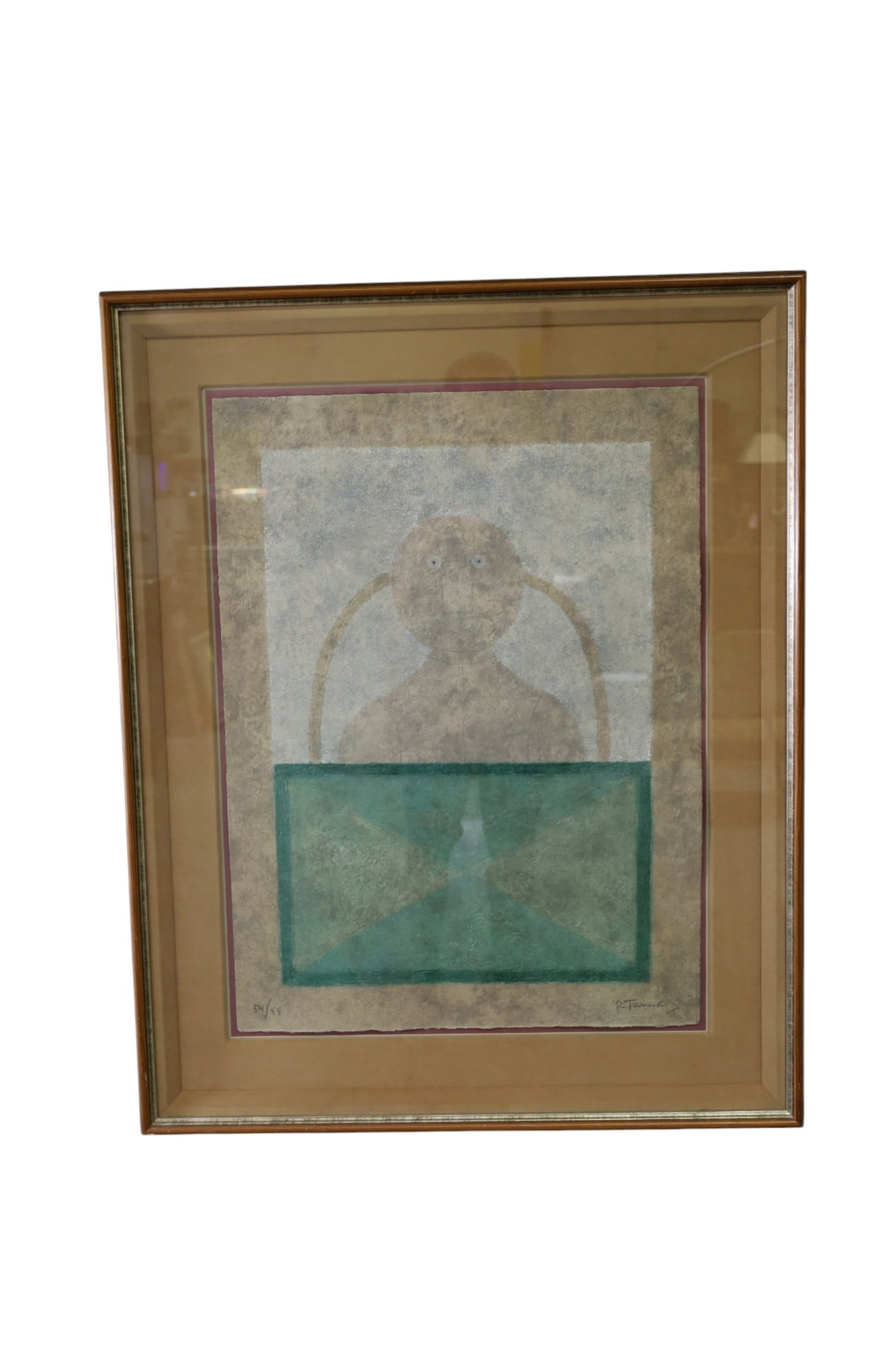 RUFINO TAMAYO COLORED ETCHING: LARGE FRAMED COLORED ETHCING, RUFINO TOMAYO, TITLED TORSO EN ROSA. SIGNED LOWER RIGHT. No 54/99. 21" x 29" IMAGE SIZE / 31" x 39" IN FRAME. THIS ITEM EXCEEDS SIZE LIMITATIONS FOR IN HOUSE SHIPPING,