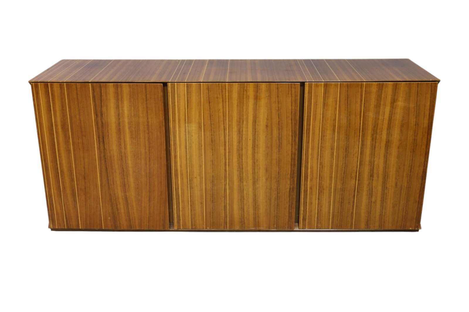 BURLED THREE DOOR CREDENZA: LARGE CONTEMPORARY THREE DOOR BURLED CREDENZA, 68" W x 19" D x 29" H. THIS ITEM EXCEEDS SIZE LIMITATIONS FOR IN HOUSE SHIPPING, MUST BE PICKED UP IN HOUSE OR SHIPPED VIA 3rd PARTY GROUND SHIPPER.