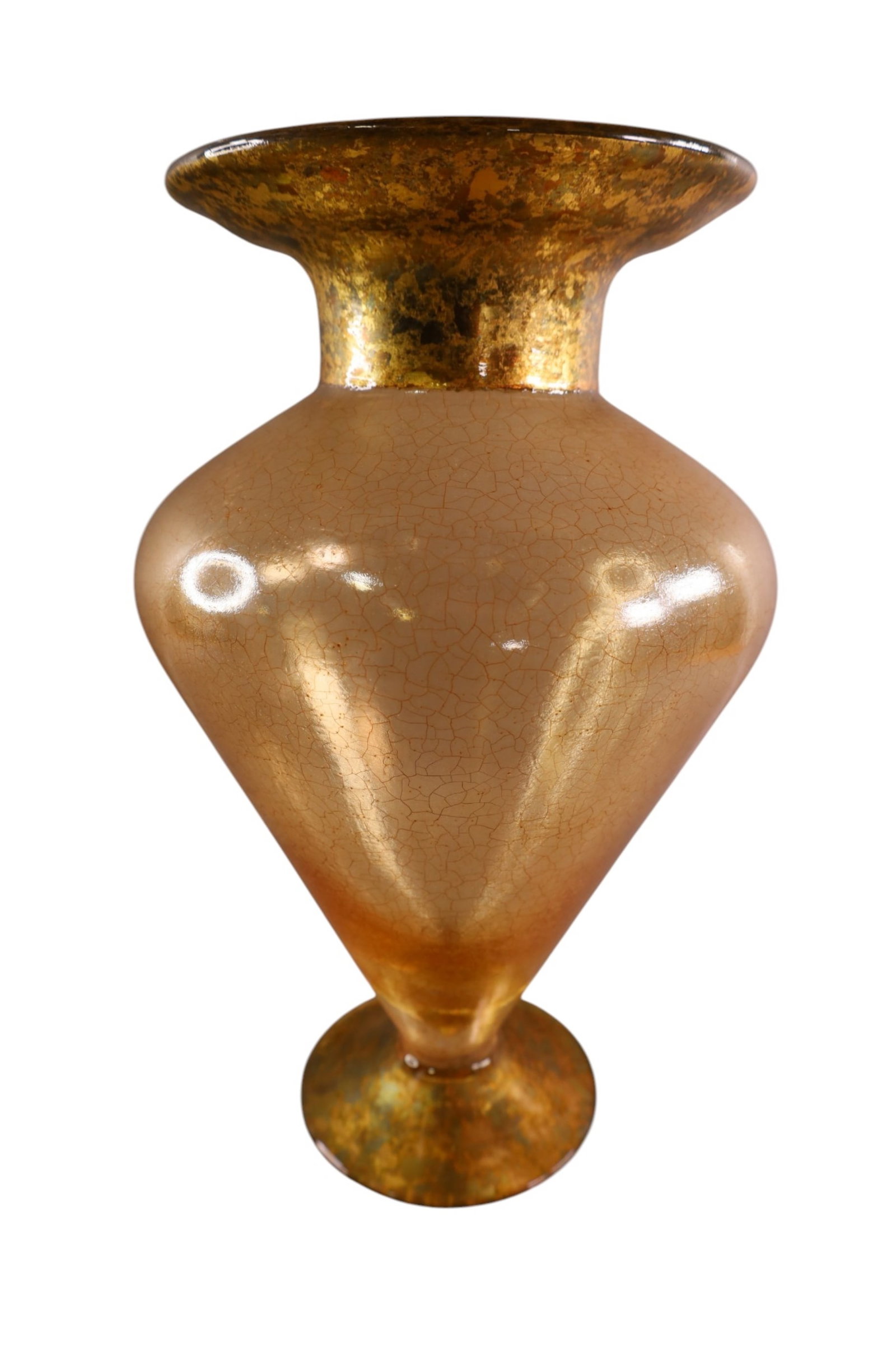 ART GLASS VASE: MCM ART GLASS VASE, LESLEY ROY DESIGNS. 17" H.