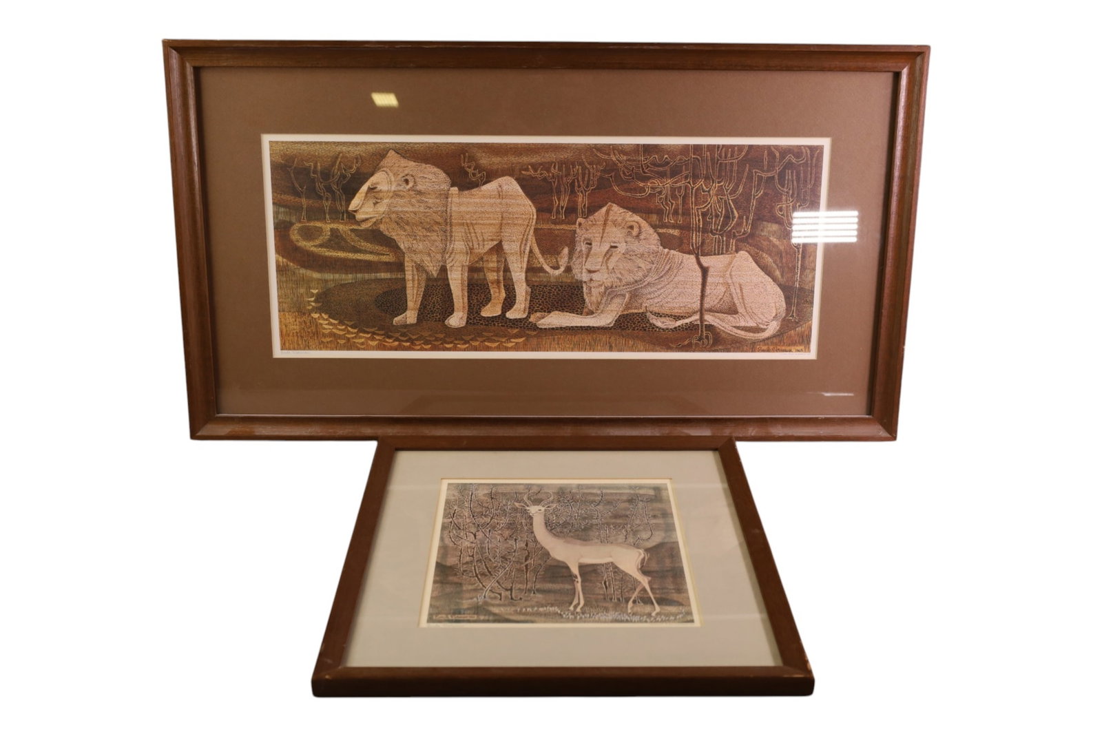 2 EMILE NORMAN PRINTS: FRAMED PRINTS, EMILE NORMAN, ARTIST SIGNED AND DATED. 14 1/2" x 14 1/2" IN FRAME. 29" x 16" IN FRAM.E
