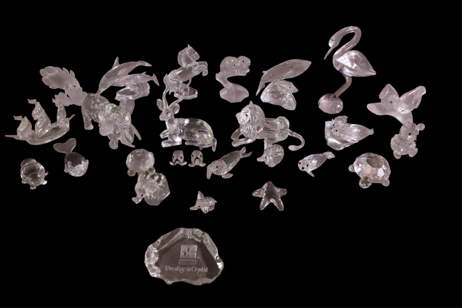 26 PIECES SWAROVSKI CRYSTAL: BIRDS, ELEPHANTS, WHALES, AND MORE.