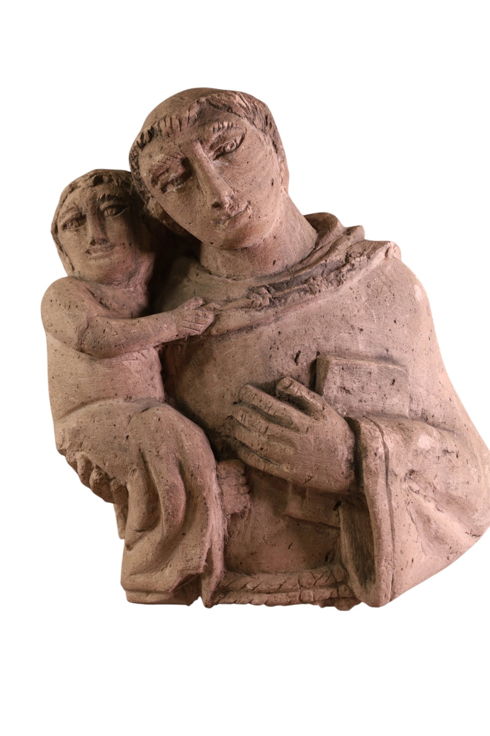 CONCRETE BUST: LARGE CONCRETE BUST OF A MONK, LARGE CHIP TO BASE. 20" H. 16" W THIS ITEM EXCEEDS SIZE LIMITATIONS FOR IN HOUSE SHIPPING, MUST BE PICKED UP IN HOUSE OR SHIPPED VIA 3rd PARTY GROUND SHIPPER.