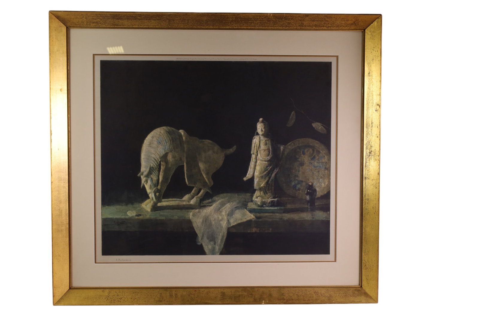 PUSHMAN LITHOGRAPH: LARGE FRAMED LITHOGRAPH, TITLED LITTLE PRINCESS, ARTIST SIGNED, EMBOSSED STAMP. 37" x 33" IN FRAME. THIS ITEM EXCEEDS SIZE LIMITATIONS FOR IN HOUSE SHIPPING, MUST BE PICKED UP IN HOUSE OR SHIPPED VIA