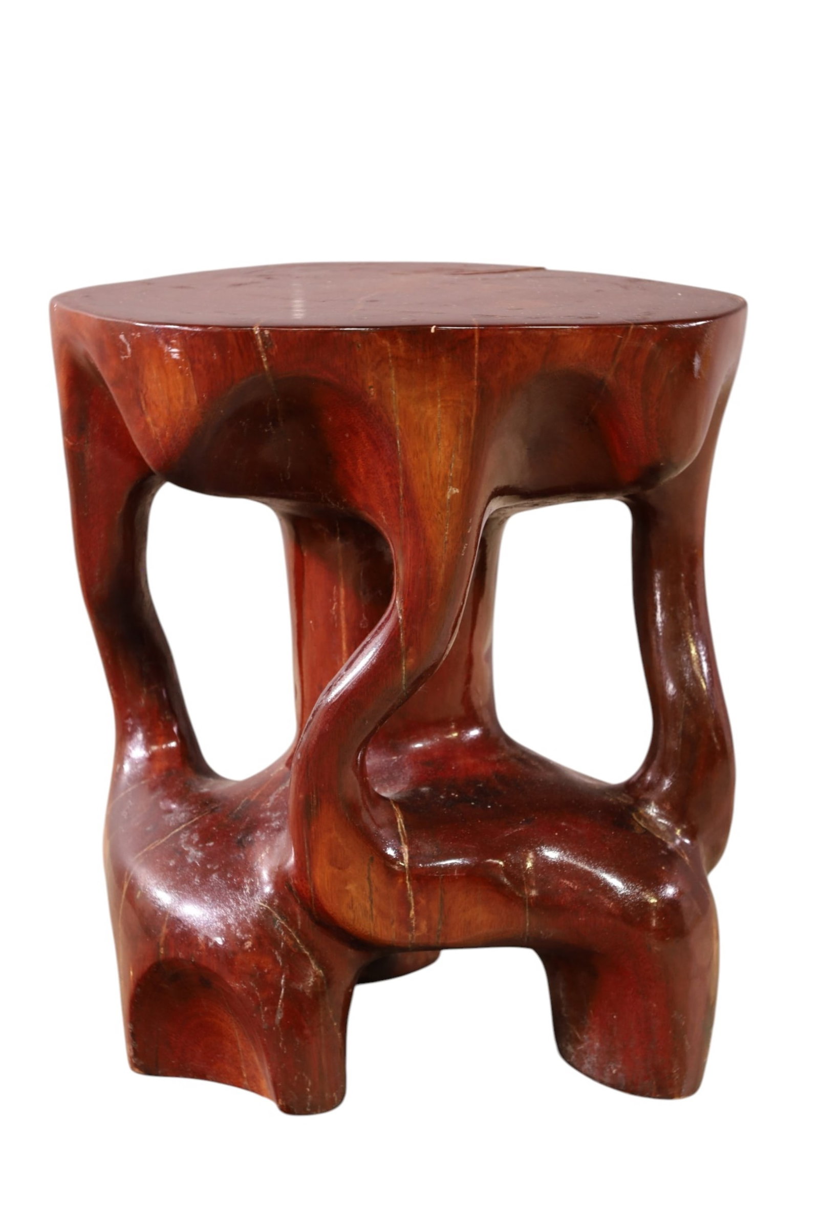 WOOD SCULPTURAL SIDE TABLE (1 of 3)