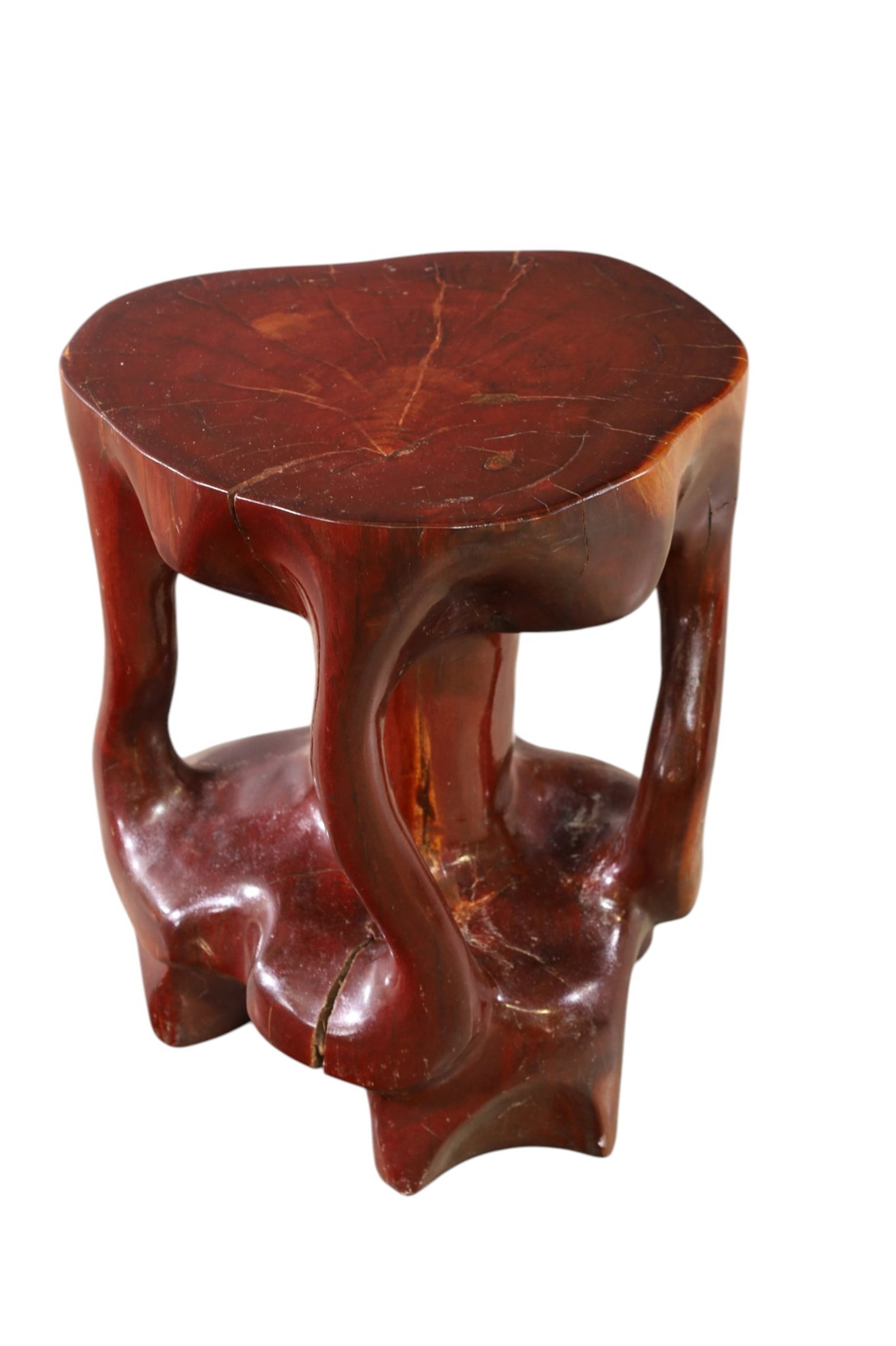 WOOD SCULPTURAL SIDE TABLE - 3