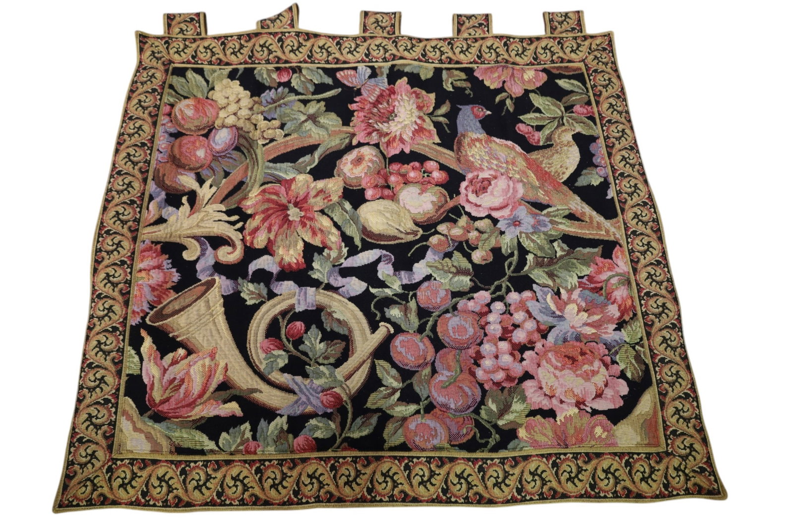 FLORAL TAPESTRY: LARGE FLORAL TAPESTRY, 59" W x 53" H