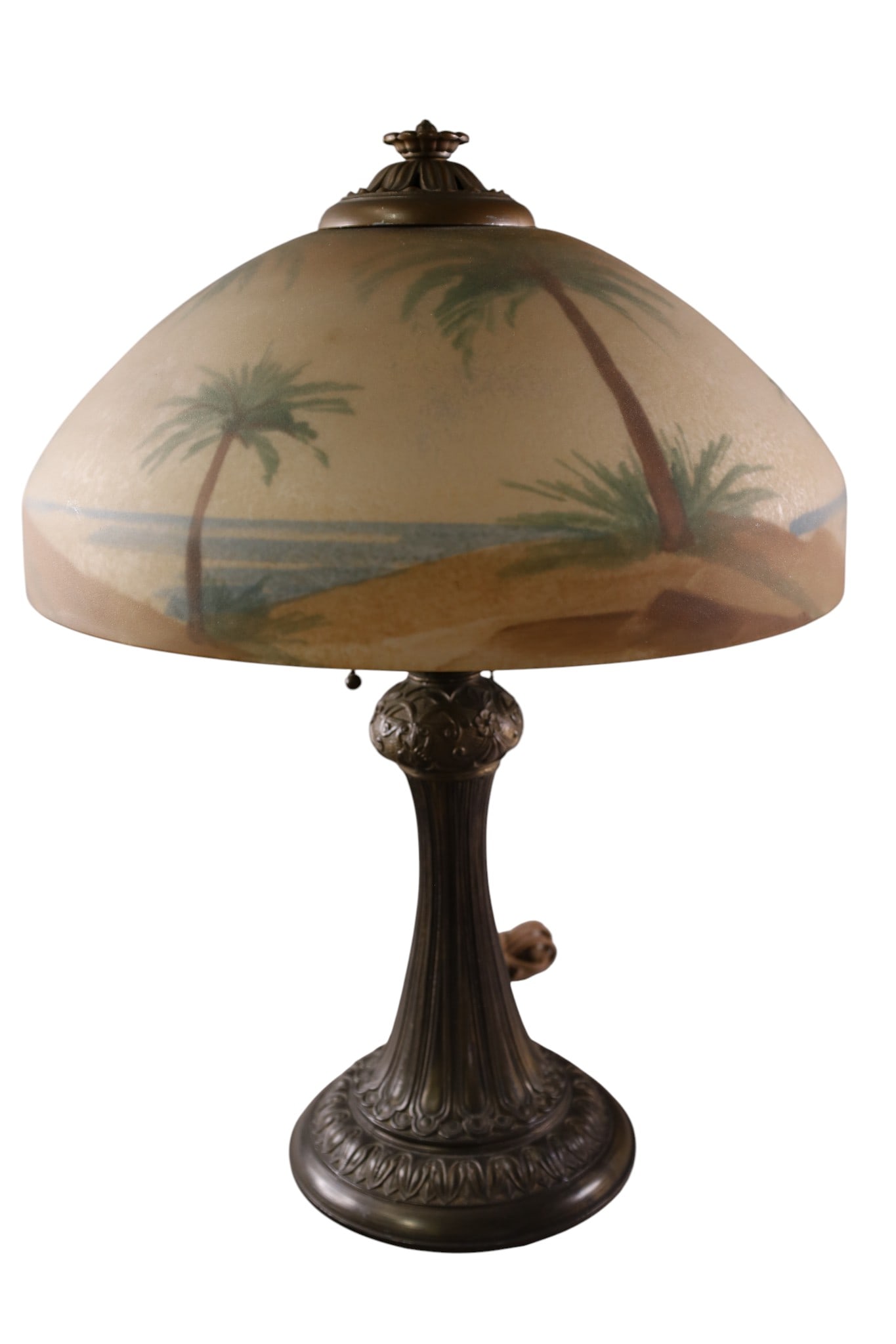 ANTIQUE REVERSE PAINTED LAMP (1 of 2)