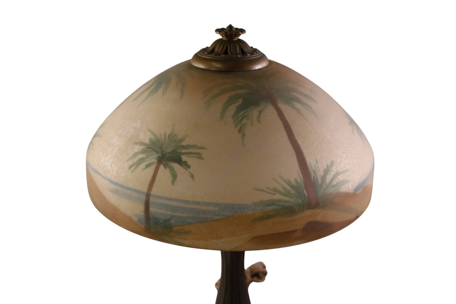 ANTIQUE REVERSE PAINTED LAMP - 2