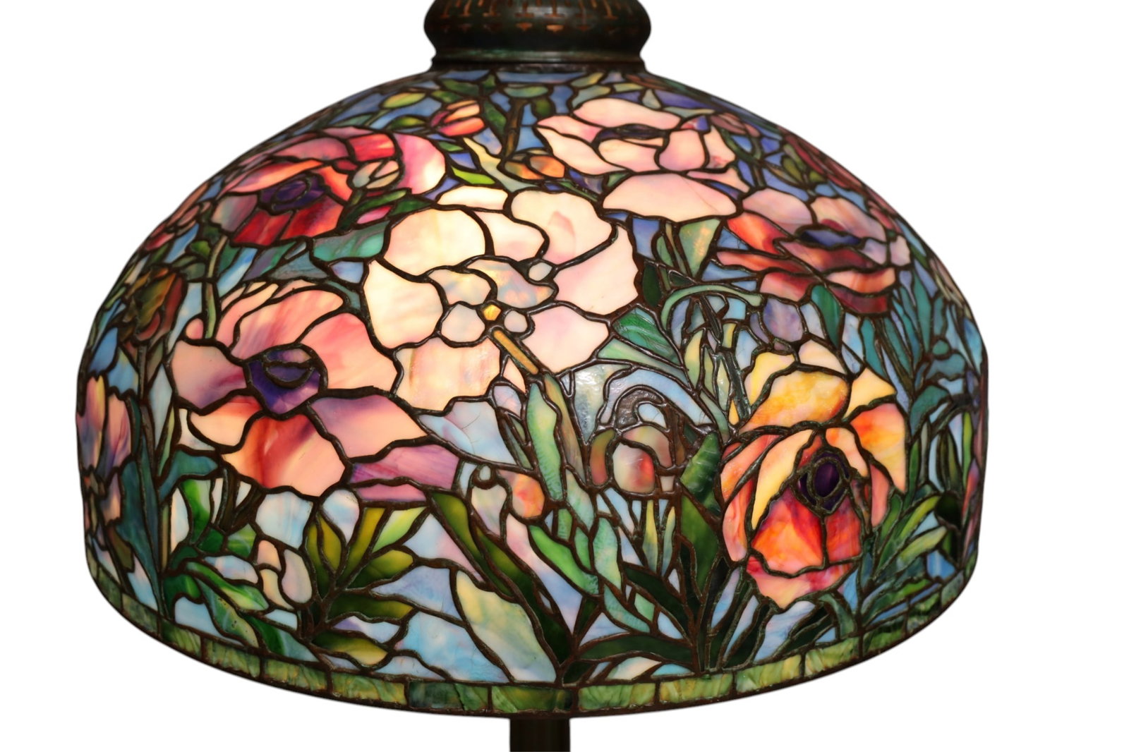 BUFFALO STUDIOS BRONZE & LEADED GLASS FLOOR LAMP - 2