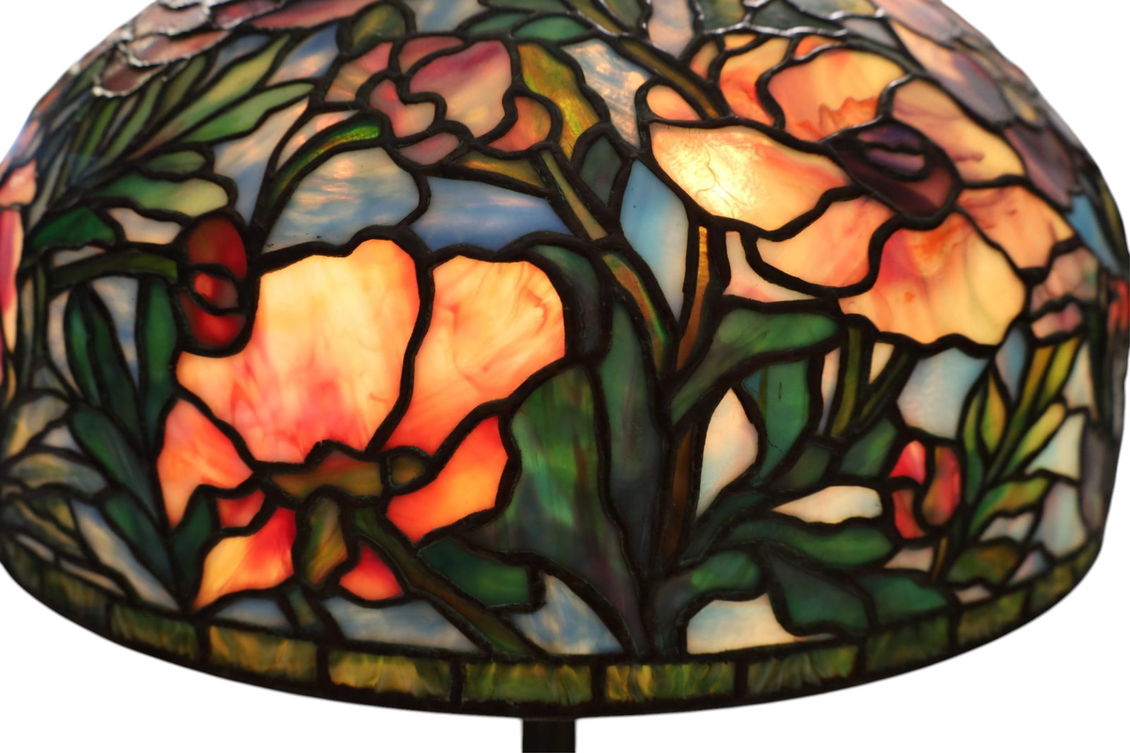 BUFFALO STUDIOS BRONZE & LEADED GLASS FLOOR LAMP - 4