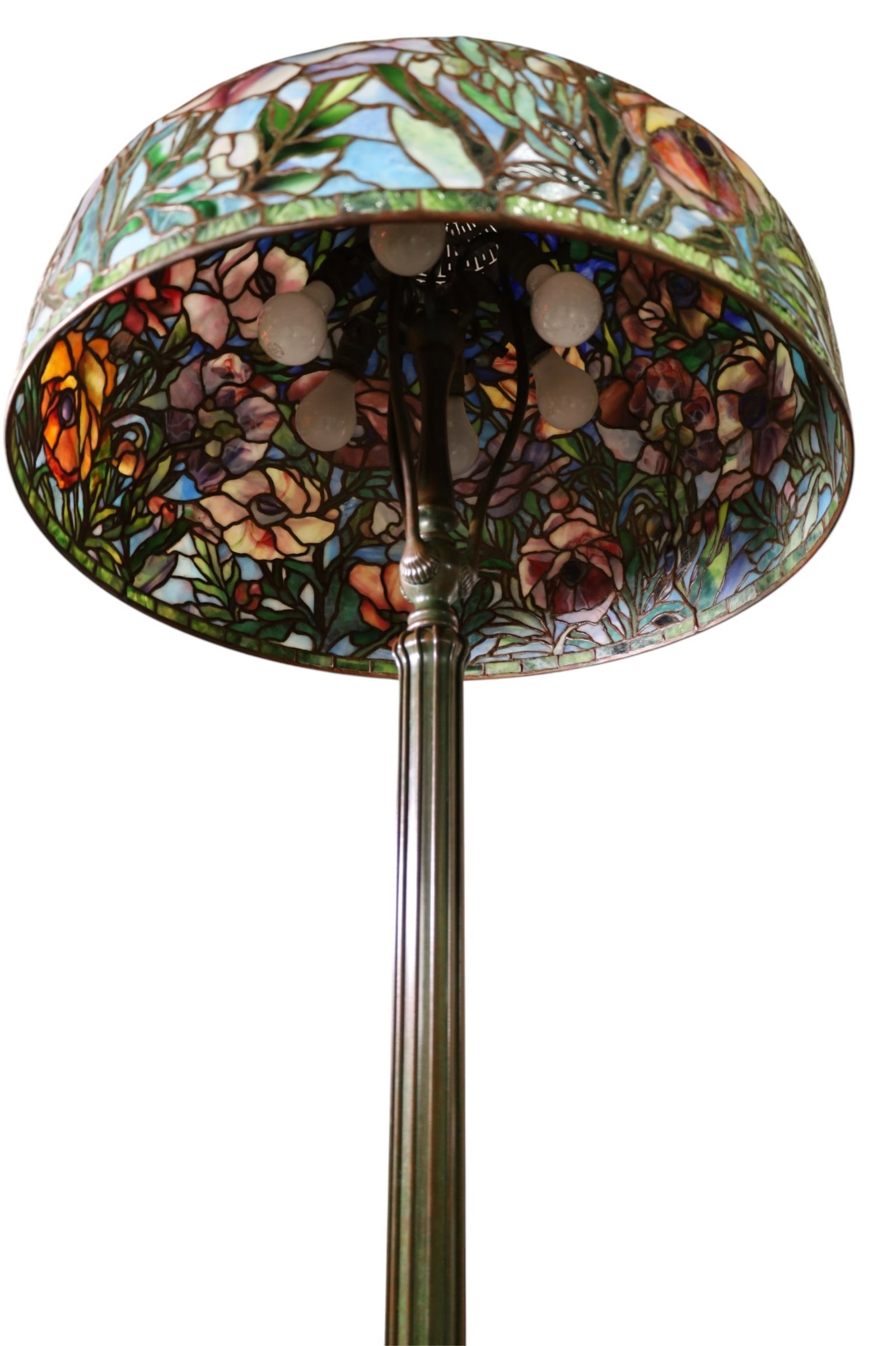 BUFFALO STUDIOS BRONZE & LEADED GLASS FLOOR LAMP - 6