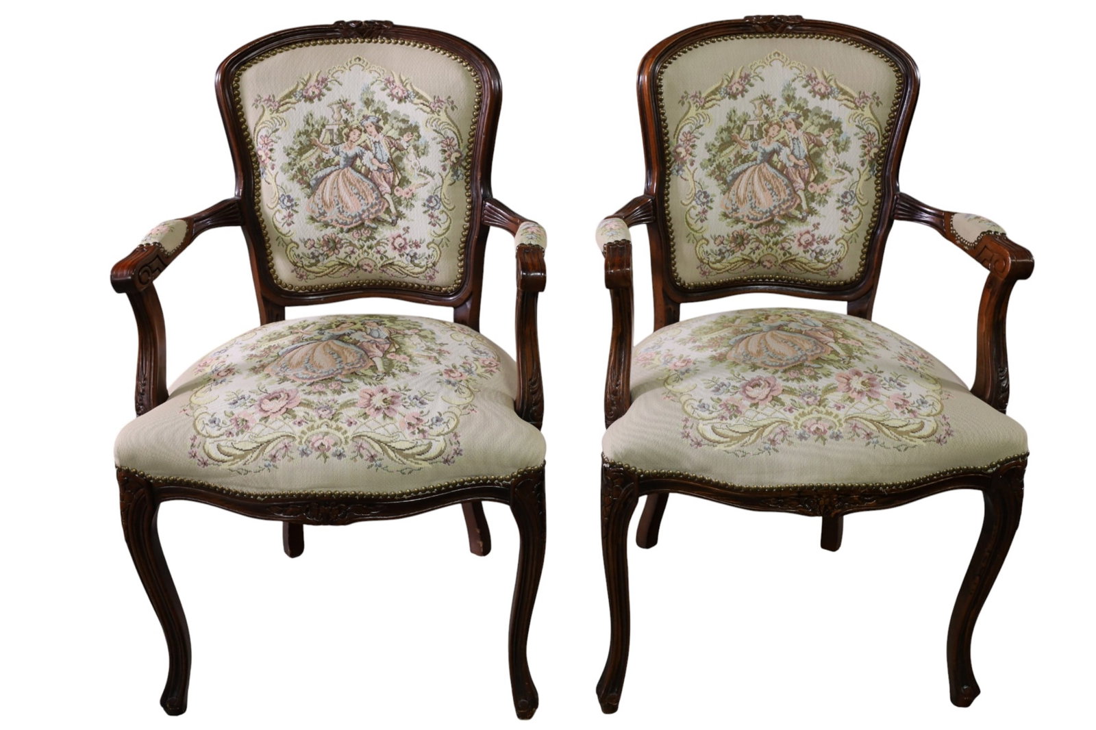 PAIR OF FRENCH STYLE ARMCHAIRS (1 of 3)