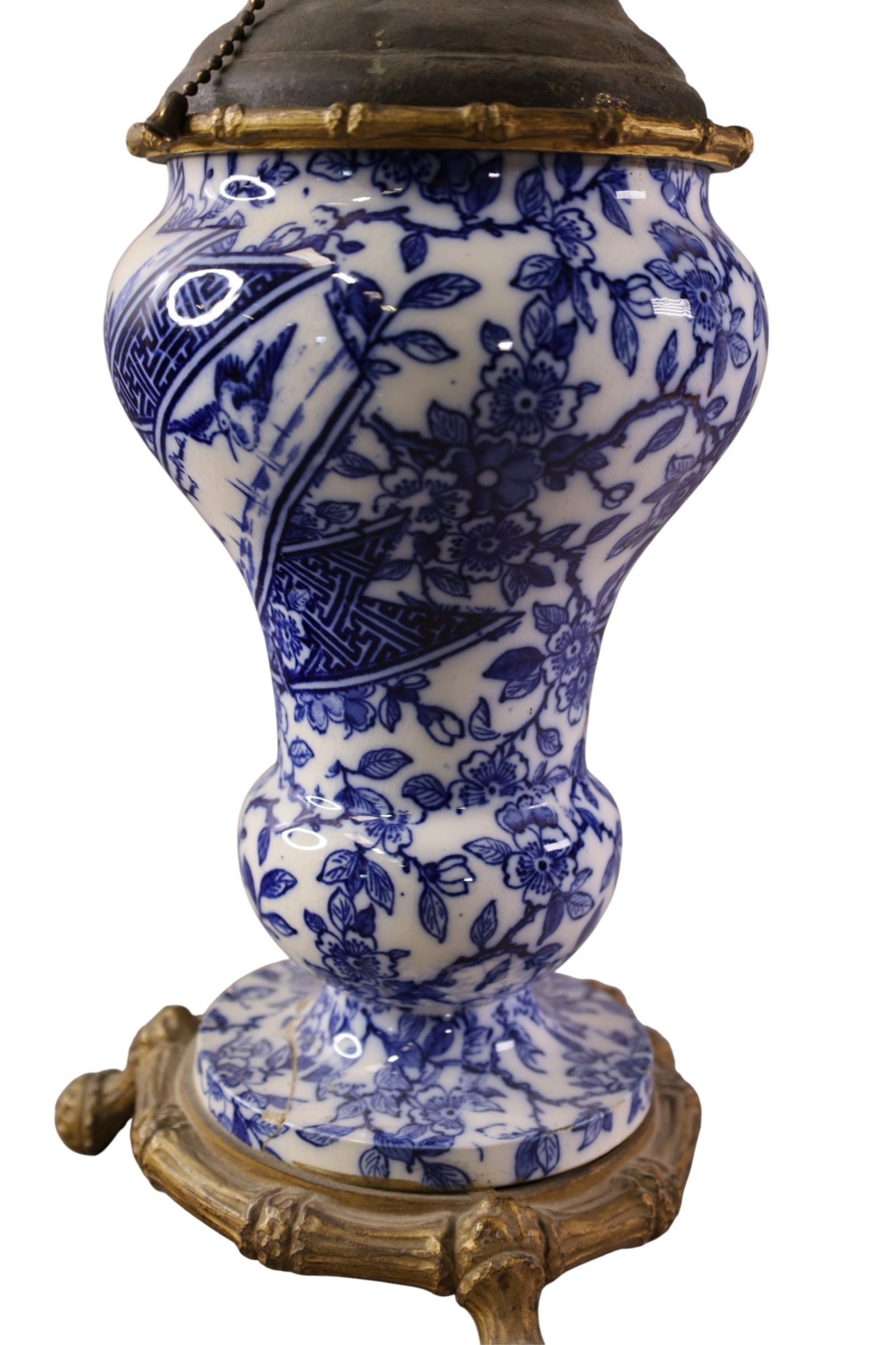 ANTIQUE DELFT STYLE TABLE LAMP - 2