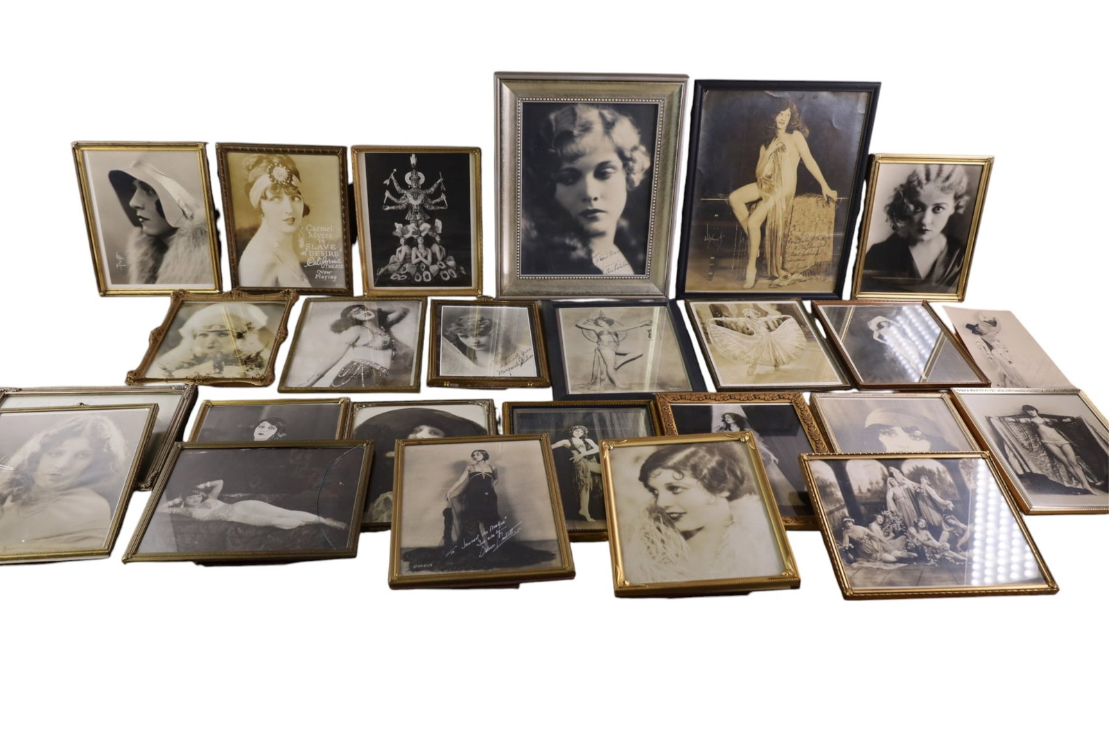 COLLECTION OF VINTAGE LADY PHOTOS & PRINTS: COLLECTION OF 25 FRAMED VINTAGE PHOTOS & PRINTS INCLUDING HOLLYWOOD.