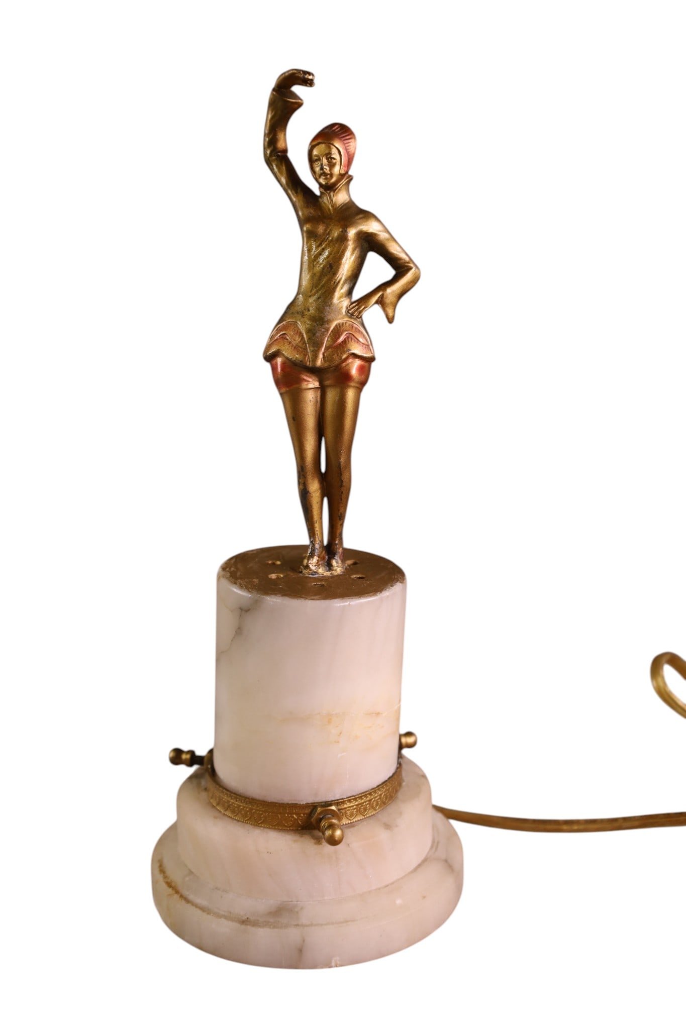 ART DECO LADY LAMP: AS IS ART DECO LAMP. REPAINTED. 10" H.