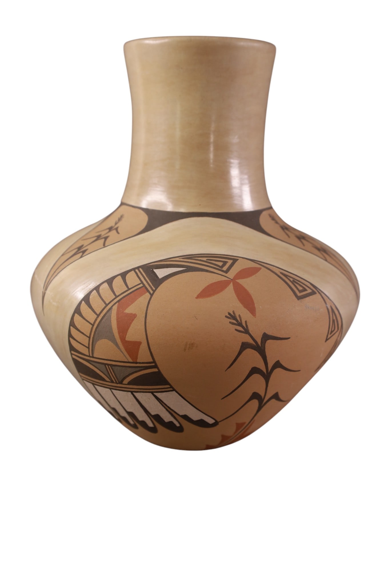 JUANITA FRAGUA POT: HANDMADE NATIVE AMERICAN POT, SIGNED JUANITA FRAGUA, JEMEZ PUEBLO N.M. 9" H.