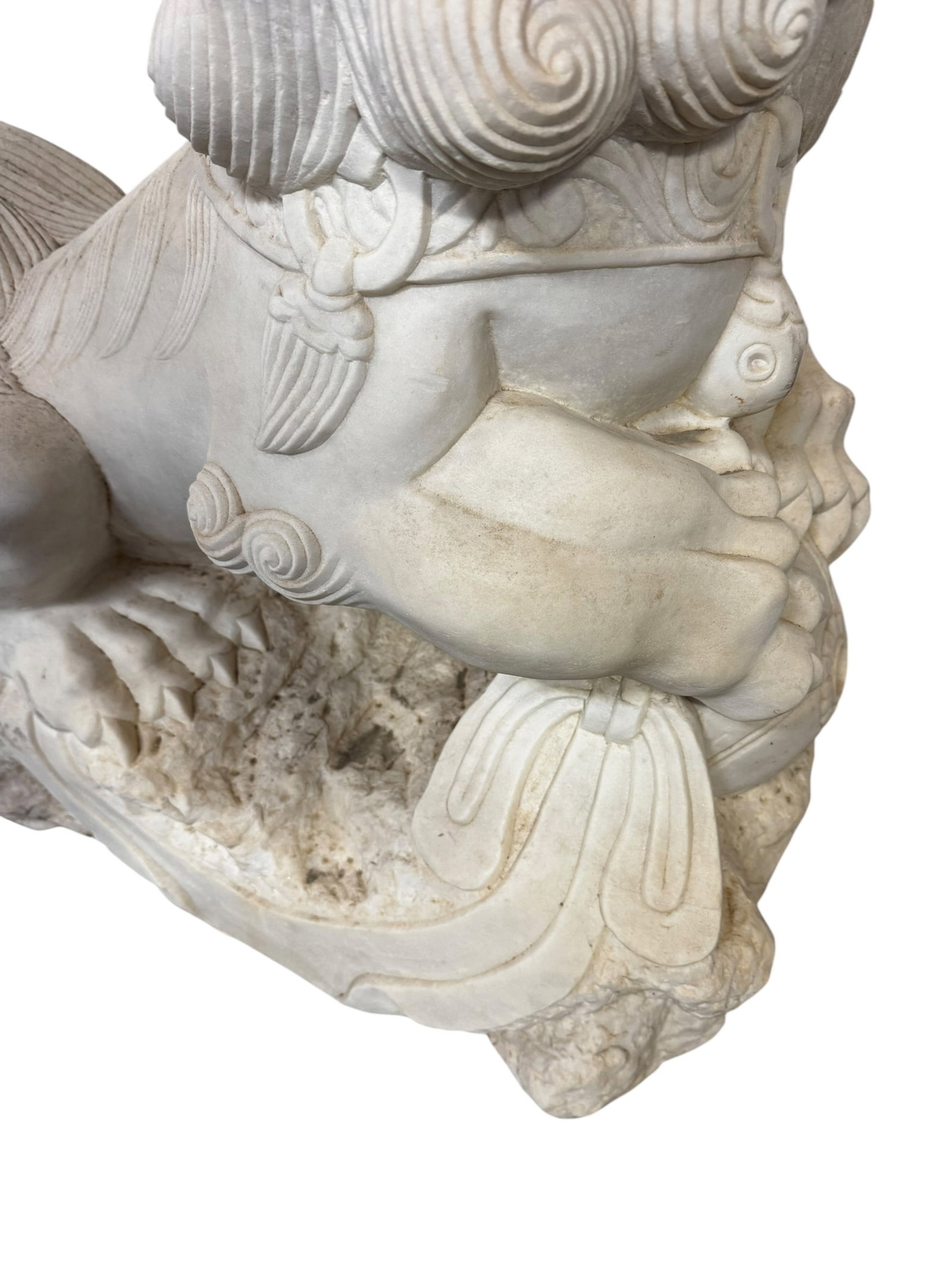 LARGE SOLID MARBLE FOO LION - 4