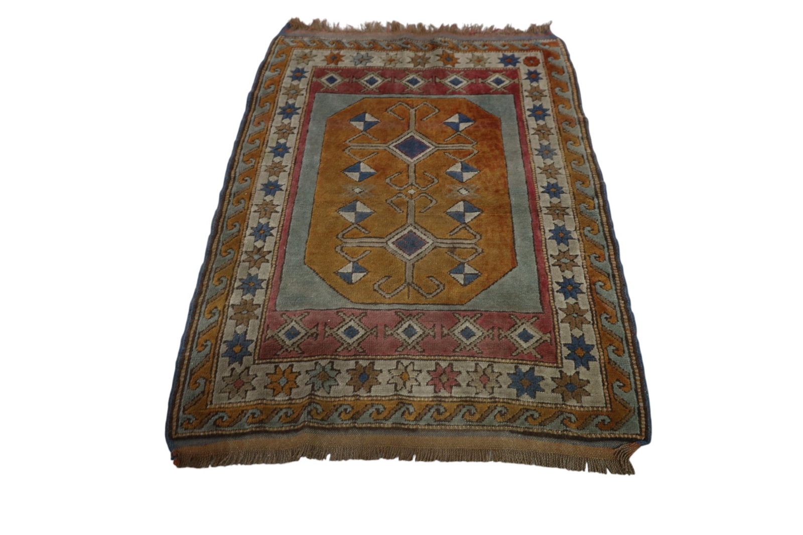 APPROX 3' 5" x 4' 11" HANDMADE WOOL RUG (1 of 3)