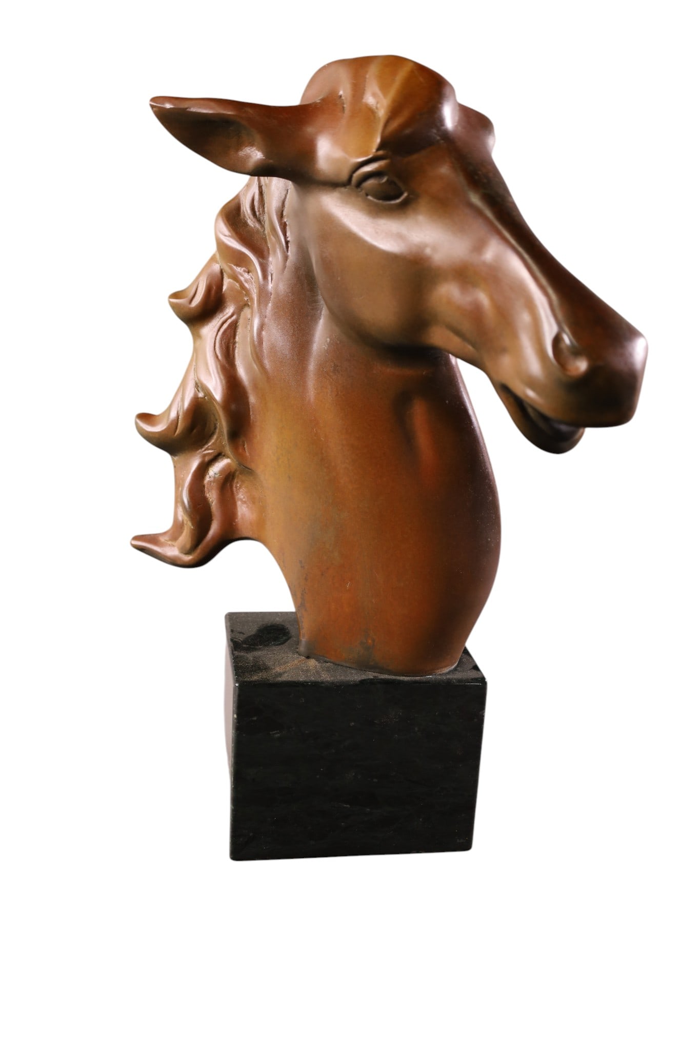 BRONZE HORSE STATUE: UNSIGNED BRONZE HORSE HEAD STATUE, 17" H.