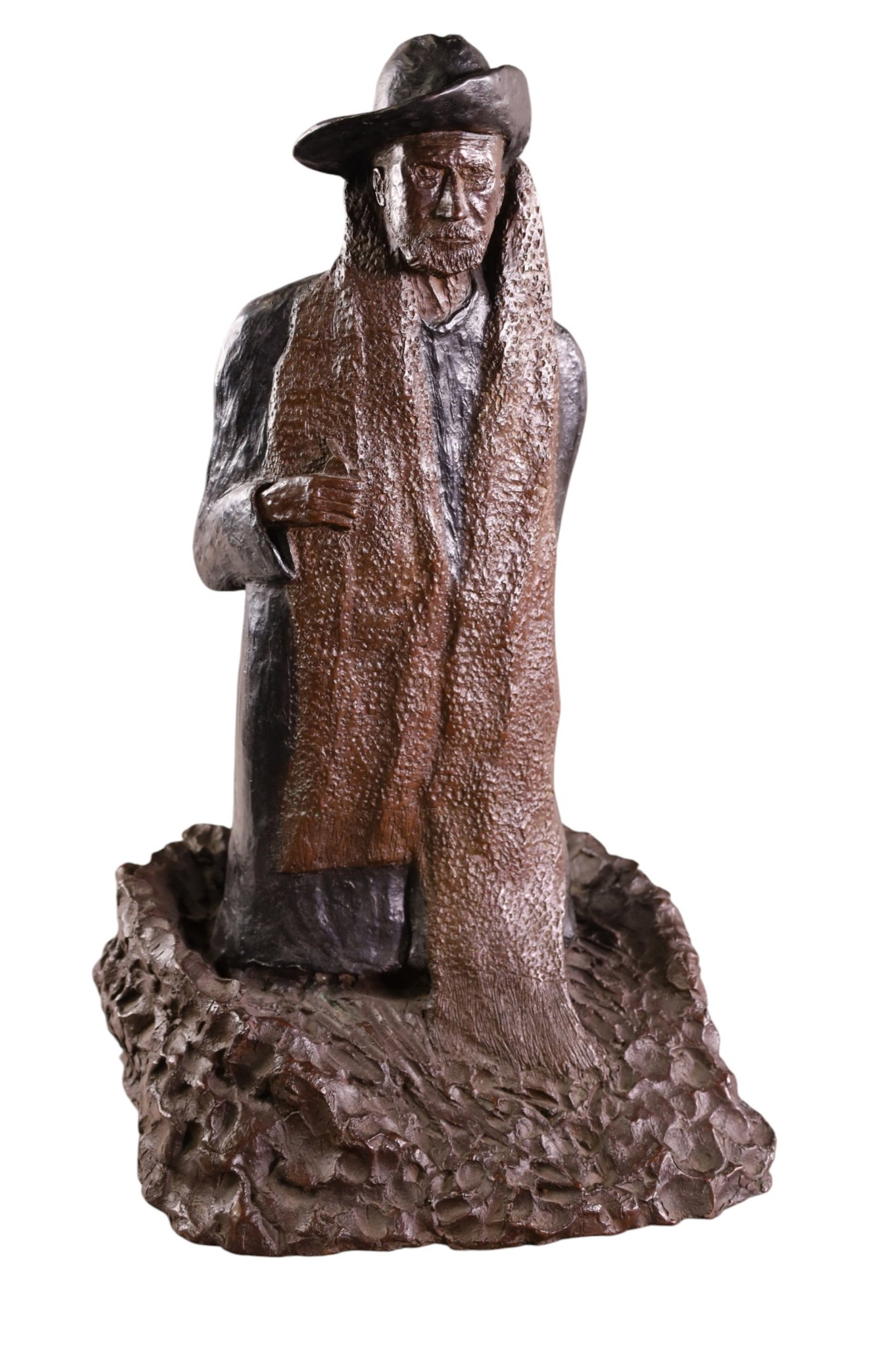 MICHAEL DELISIO BRONZE FIGURE: LARGE RELIGIOUS BRONZE FIGURE, SIGNED ON BASE. MICHAEL DELISIO. No 4/5. 18" H.