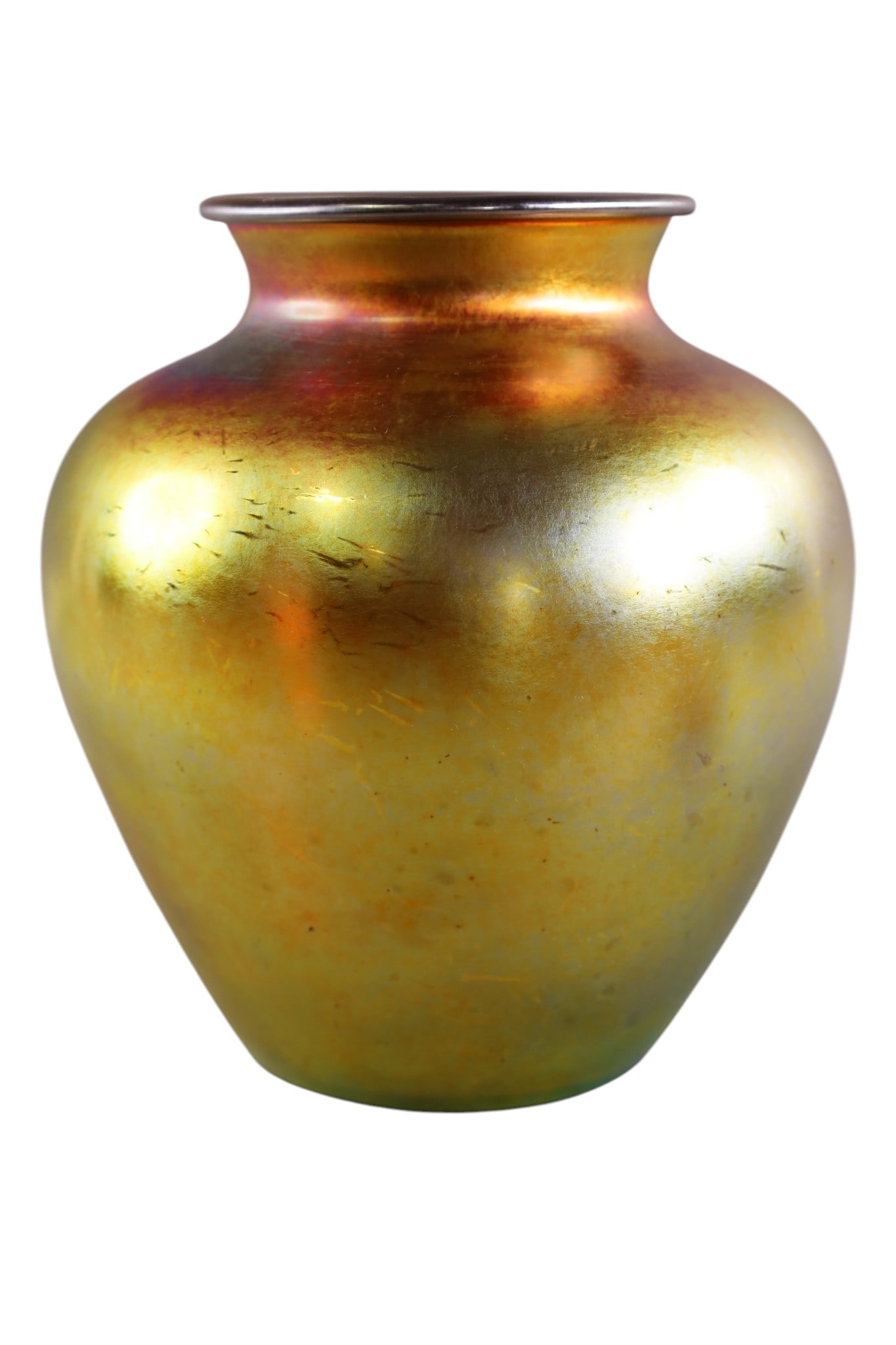 STEUBEN AURENE VASE: LARGE ART GLASS VASE, SIGNED STEUBEN, No 2689. 8 1/2" H.