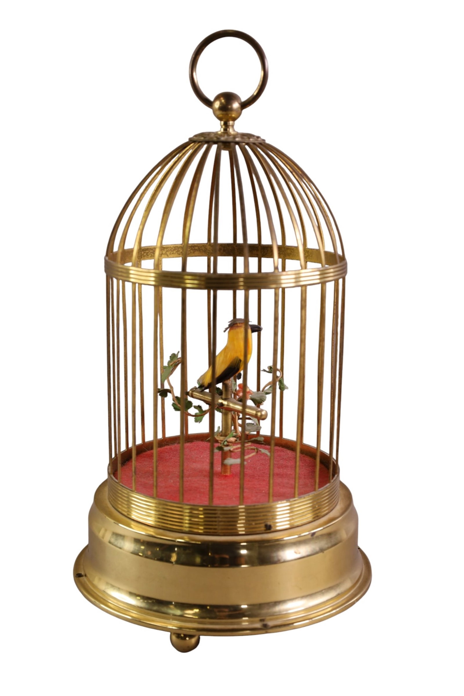 BIRD MUSIC BOX: MUSICAL BIRD CAGE MUSIC BOX, NON WORKING. 13" H.