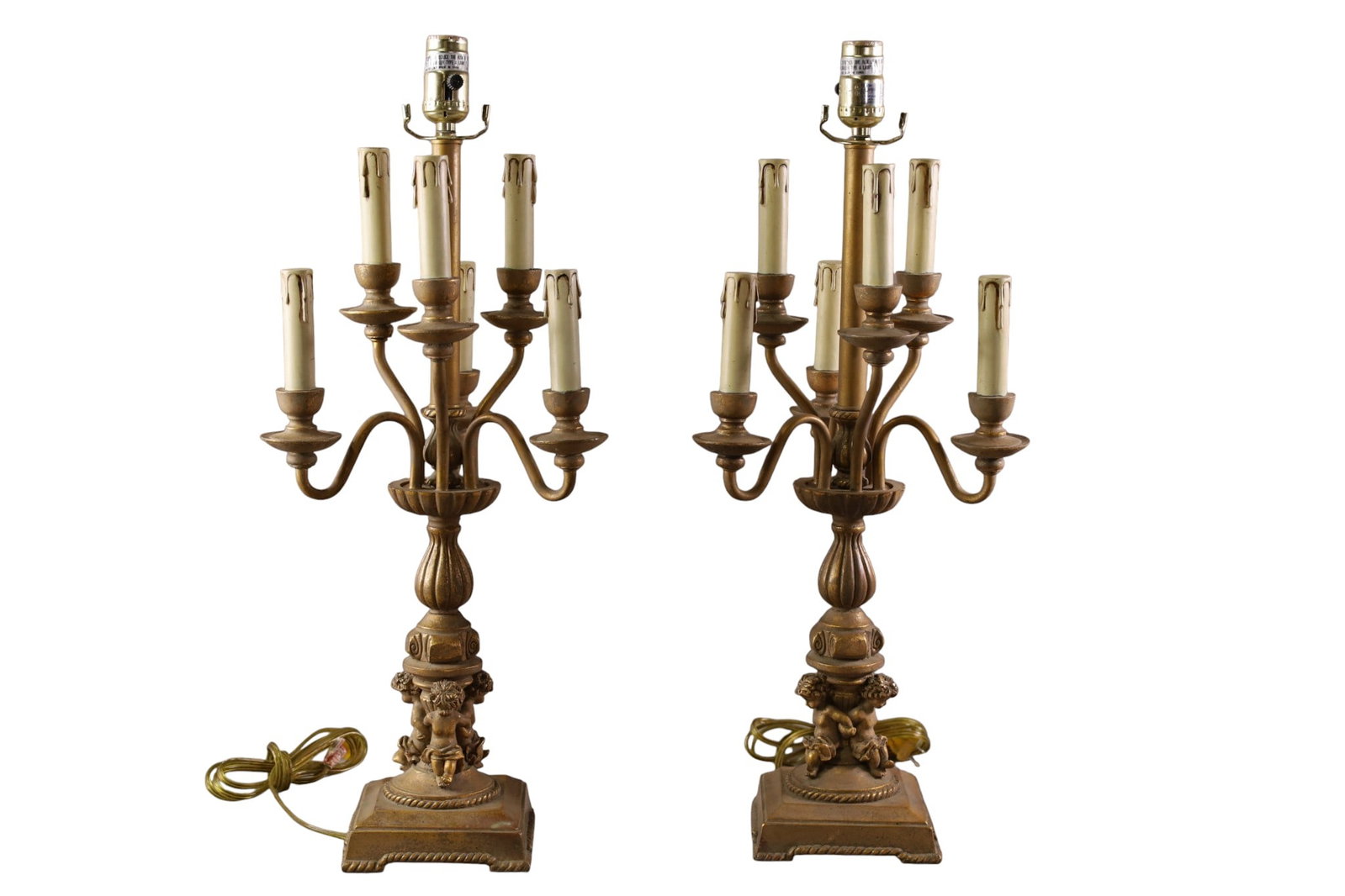 PAIR OF CONTEMPORARY LAMPS: MULTI ARM, CONTEMPORARY LAMPS. 25" H. THIS ITEM EXCEEDS SIZE AND WEIGHT LIMITATIONS FOR IN HOUSE SHIPPING, MUST BE PICKED UP IN HOUSE OR SHIPPED VIA 3rd PARTY GROUND SHIPPER.